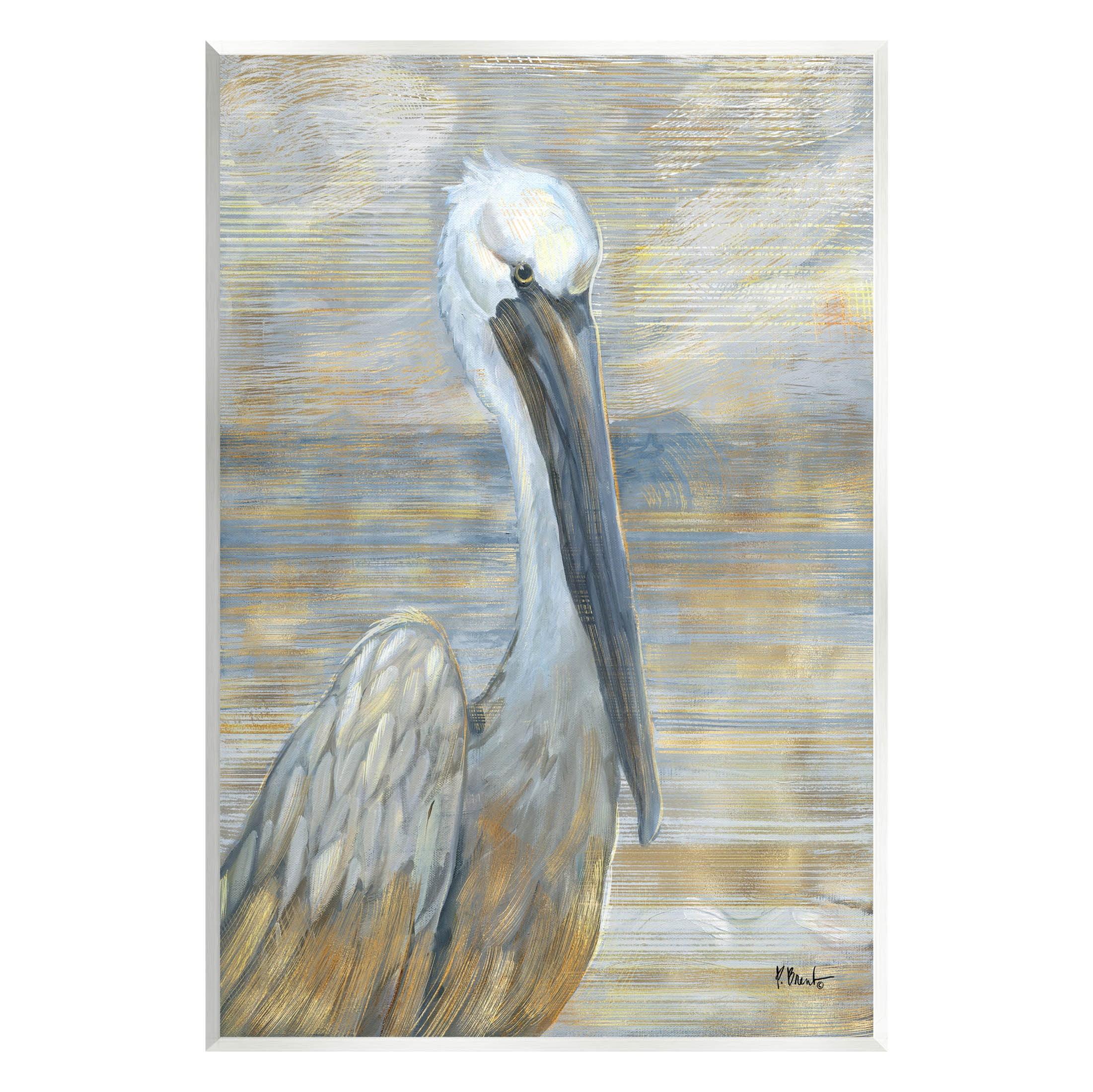 Stupell Industries Coastal Pelican Bird Abstract Portrait Painting Unframed Art Print Wall Art, Design by Paul Brent