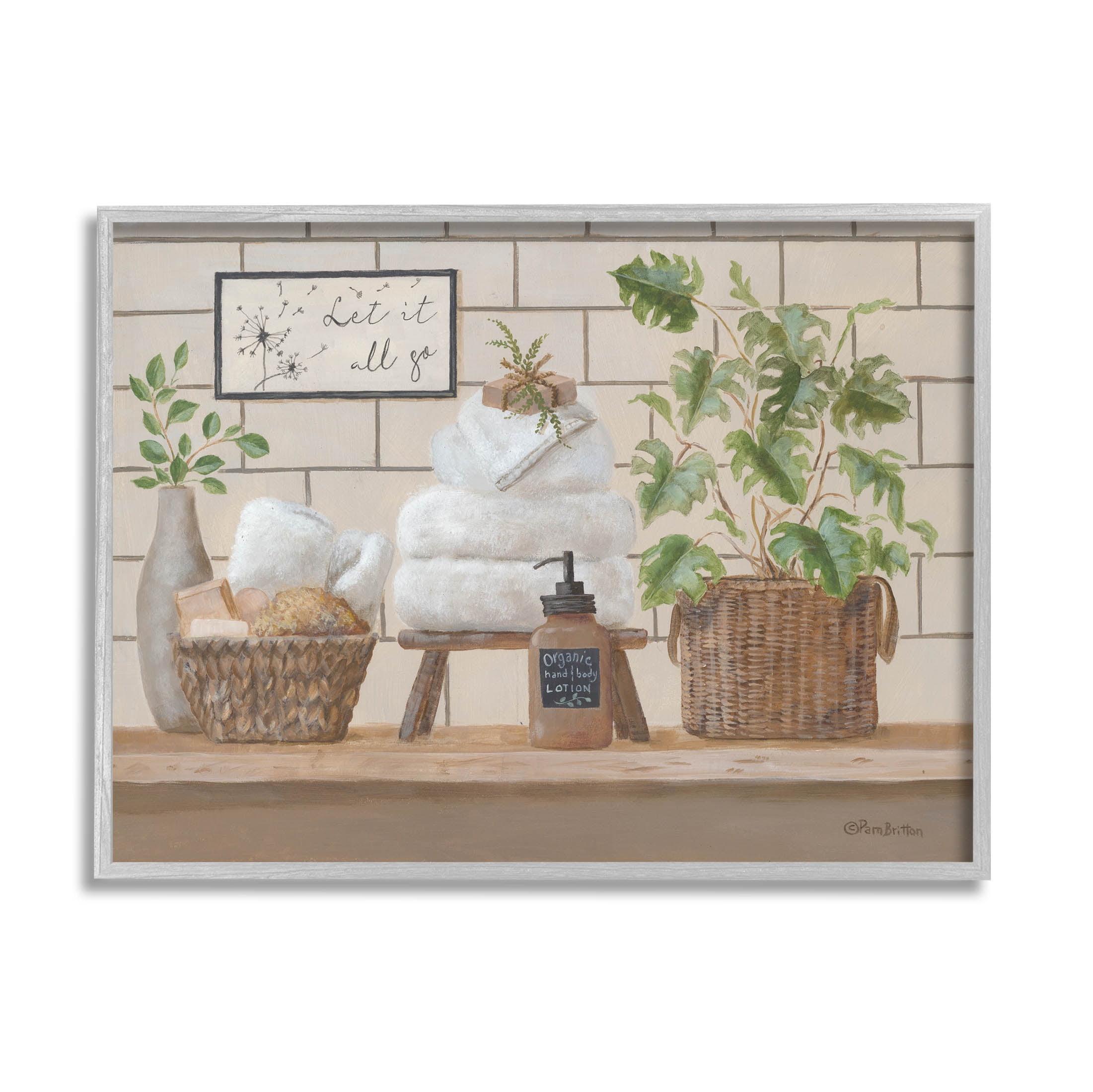 Comforting Bathroom Spa Still Life Canvas Print with Gray Frame