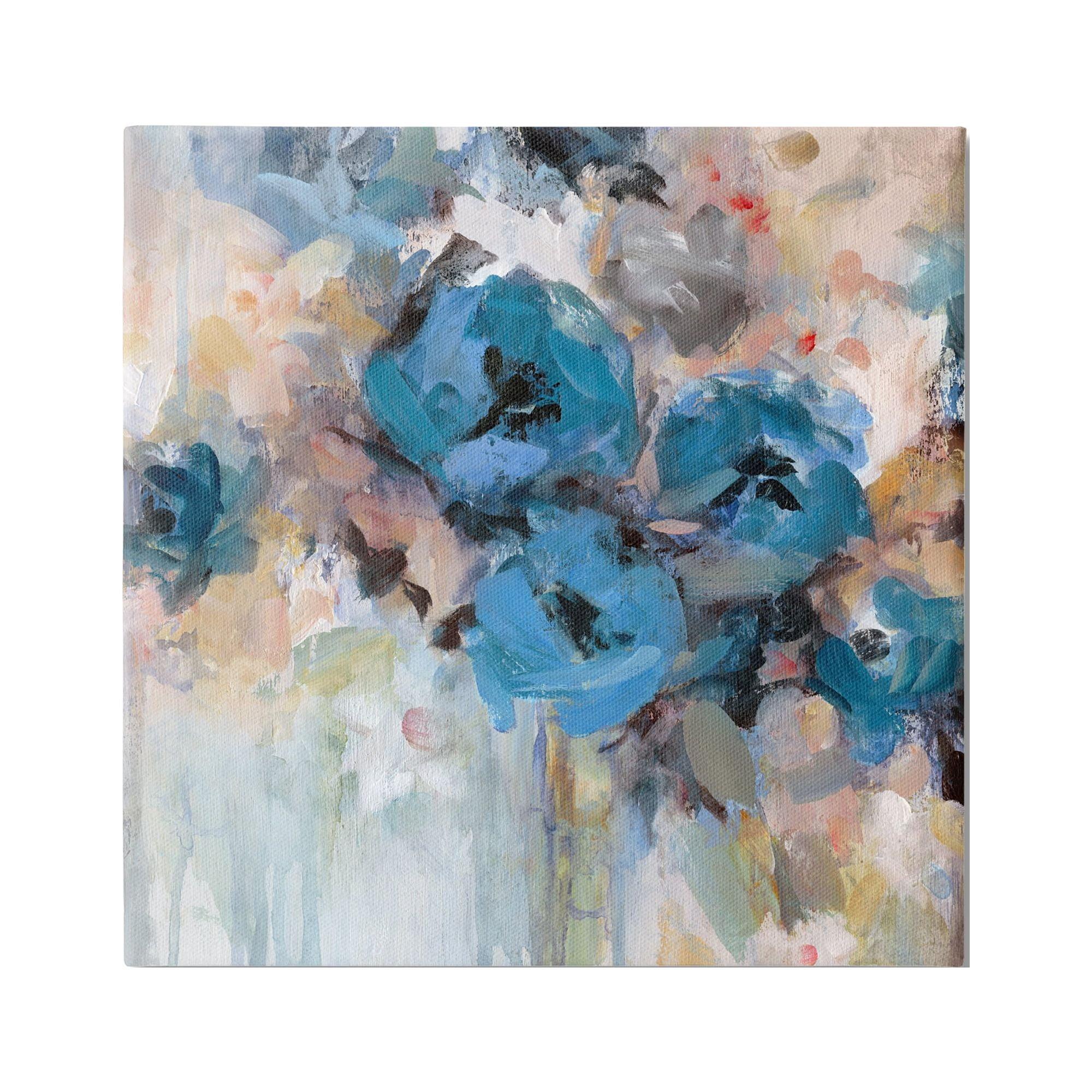 Stupell Industries " Contemporary Blue Flowers Arrangement Impressionist Brushstrokes " by Carol Robinson Painting Print