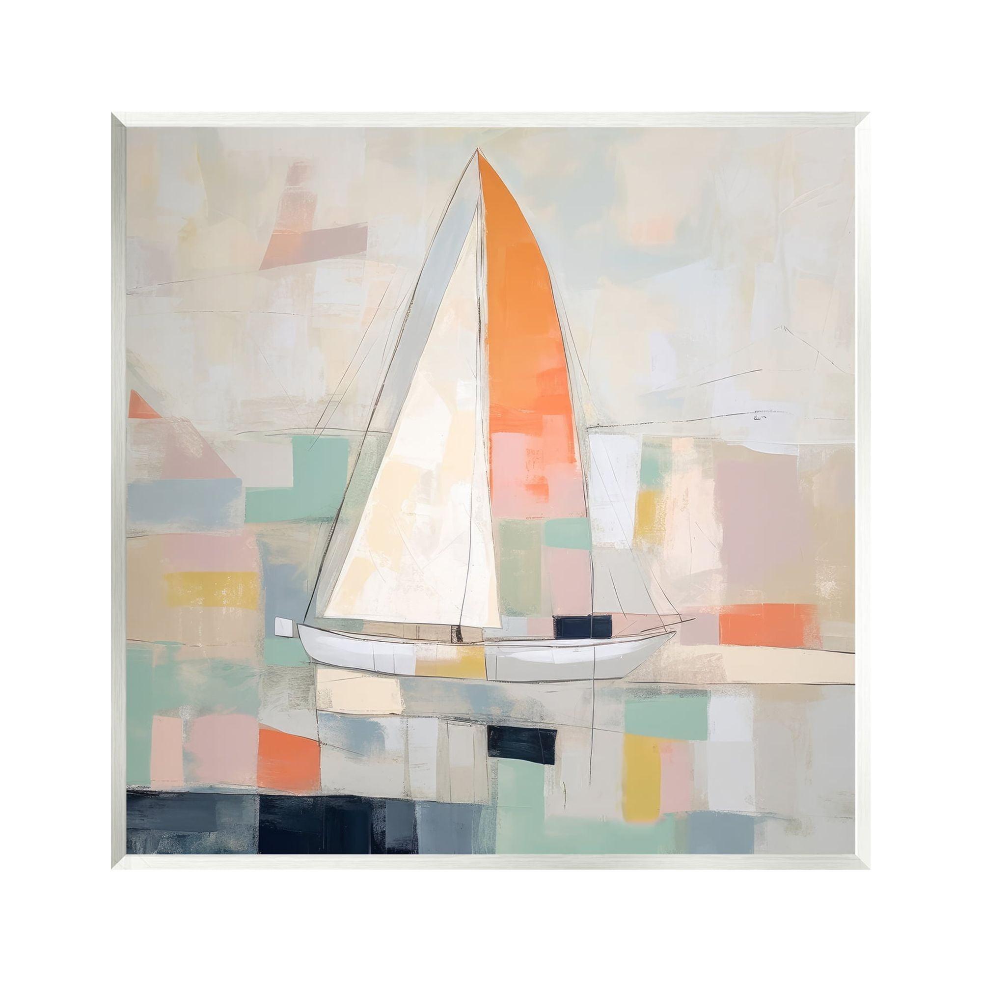 Ba-057-Wood " Contemporary Sailboat Painting " by Irena Orlov