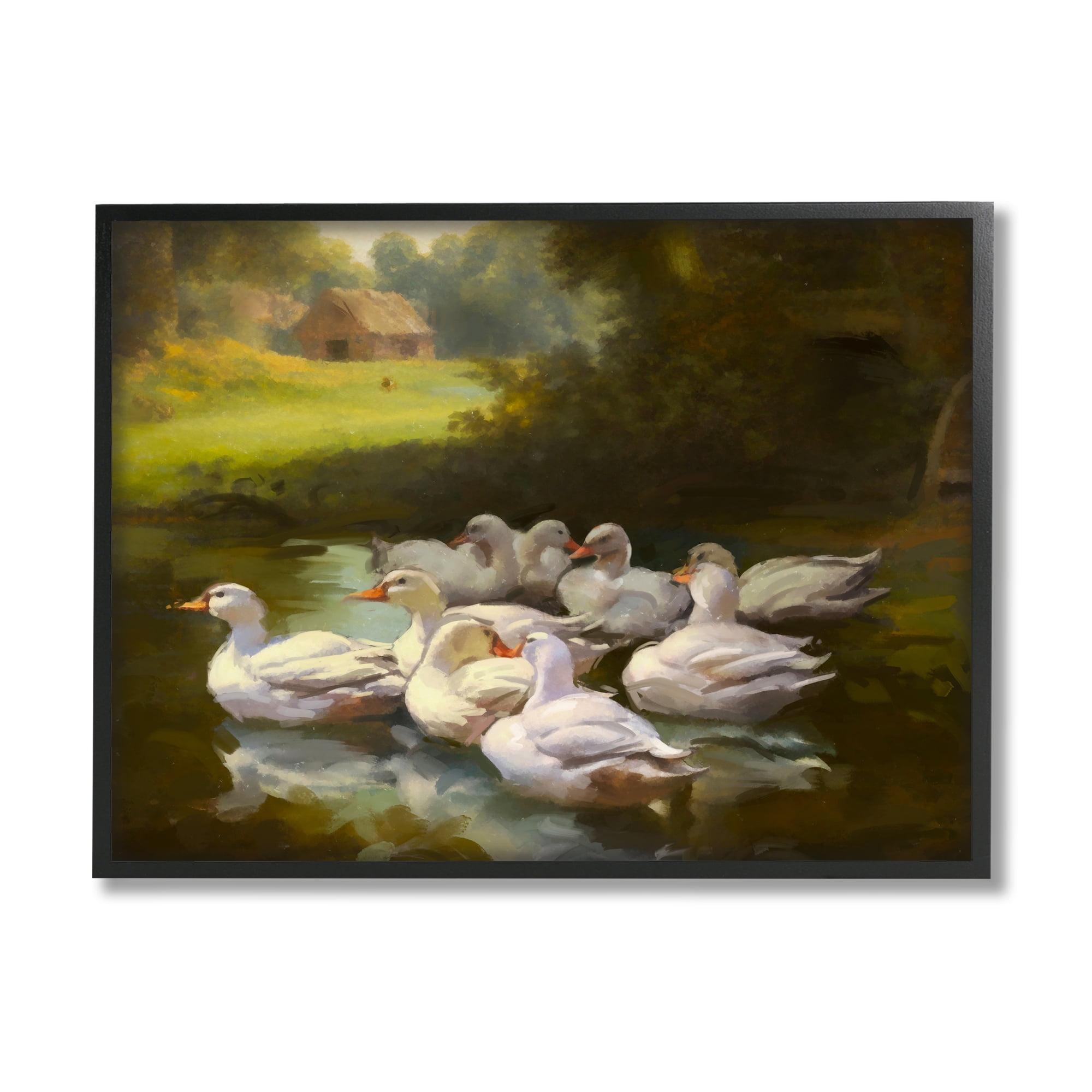 Stupell Industries Az-069-Framed " Country Ducks In Pond " by Ziwei Li