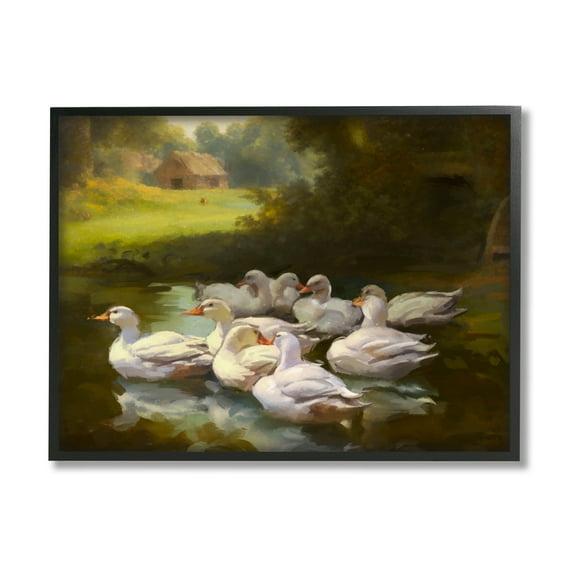 Stupell Industries Az-069-Framed " Country Ducks In Pond " by Ziwei Li