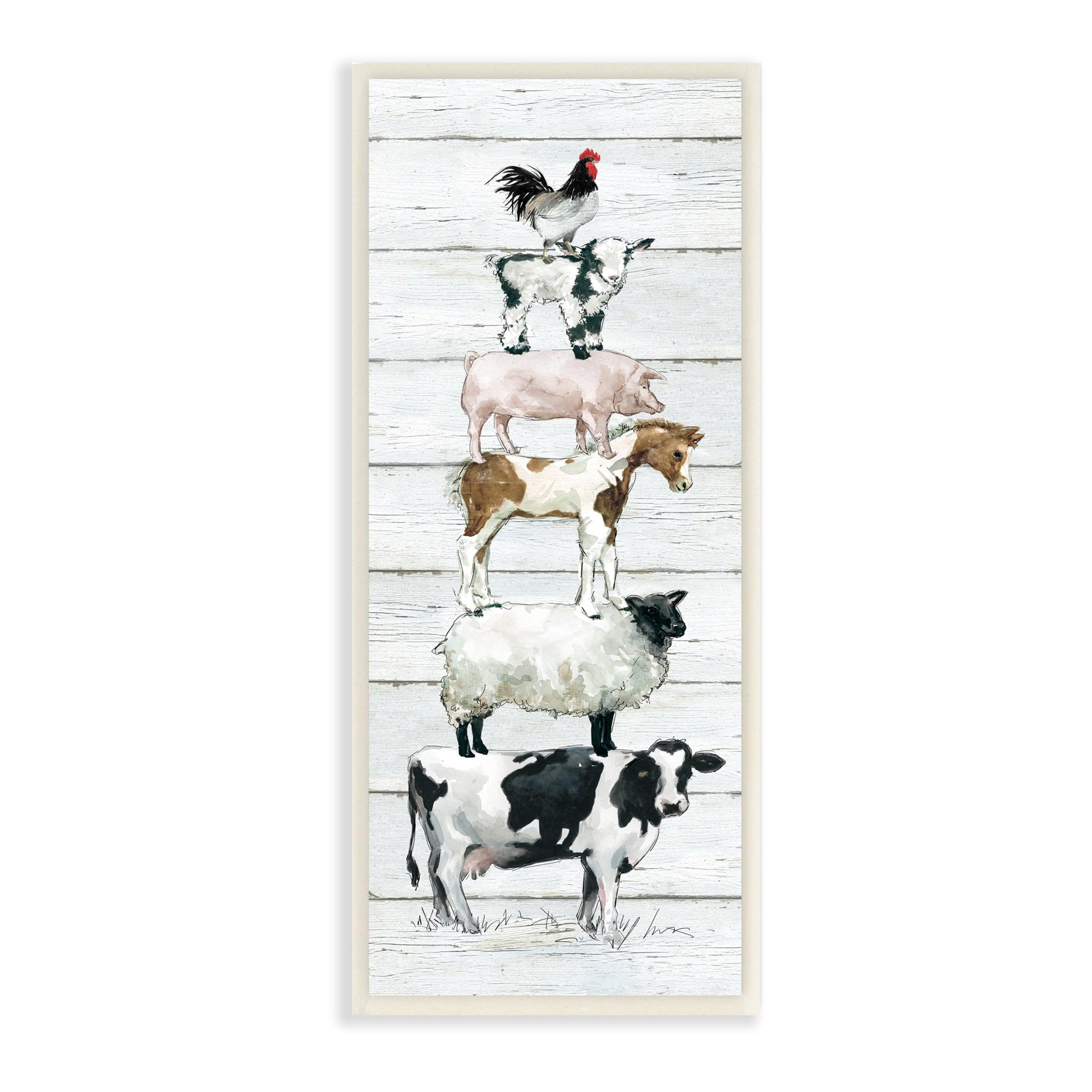 Rustic Farm Animal Stack Wall Plaque in Multicolor