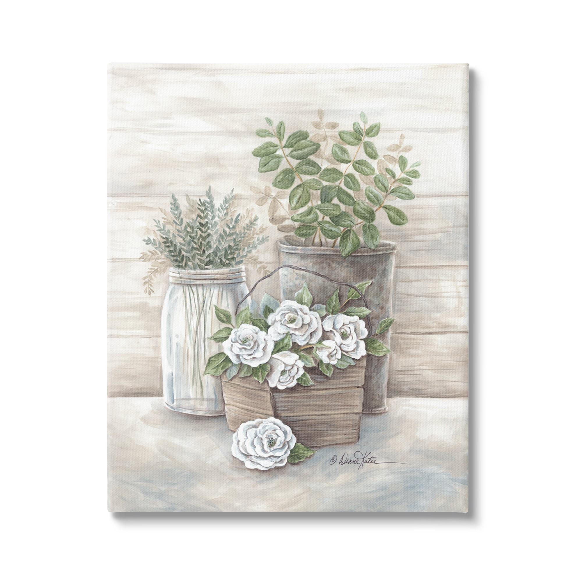 Stupell Industries " Country Succulents Botanicals Rustic Jar Planter Design " by Diane Kater