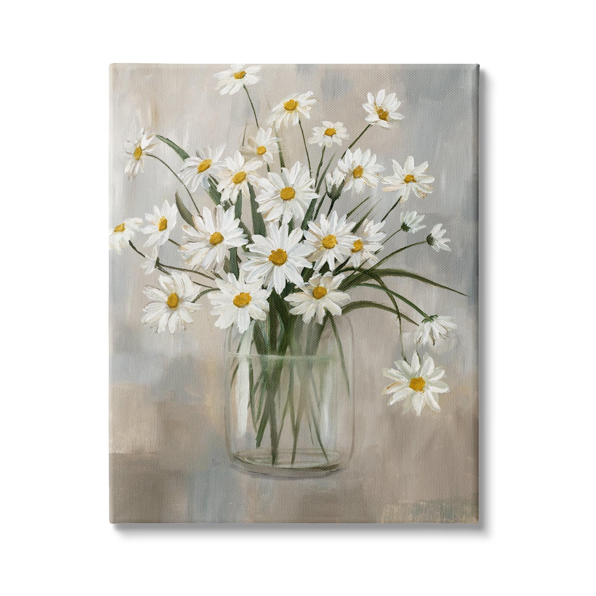 Stupell Industries Daisy Bloom Bouquet Potted Flowers Abstract Pattern Gallery Wrapped Canvas Wall Art, 16 x 20