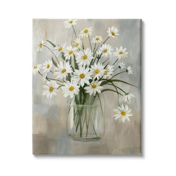 Stupell Industries Daisy Bloom Bouquet Potted Flowers Abstract Pattern Gallery Wrapped Canvas Wall Art, 16 x 20