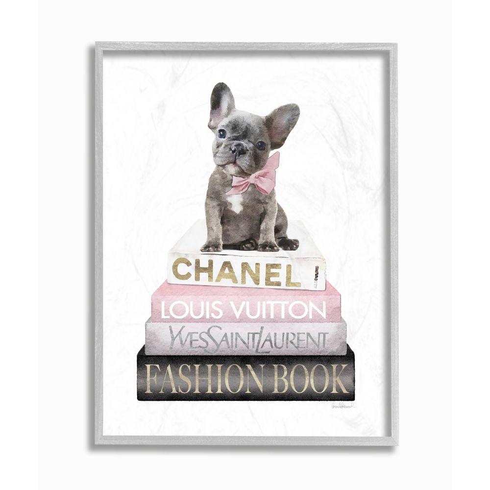 Stupell Industries Dashing French Bulldog and Iconic Fashion Bookstack Designed by Amanda Greenwood