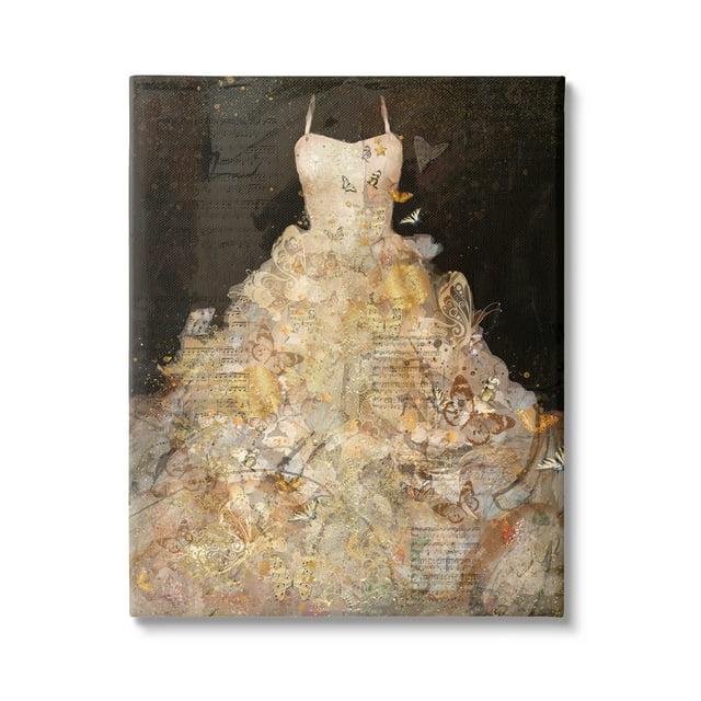 Stupell Industries Detailed Evening Gown Dress Text Collage Butterflies by Marta Wiley - Graphic Art
