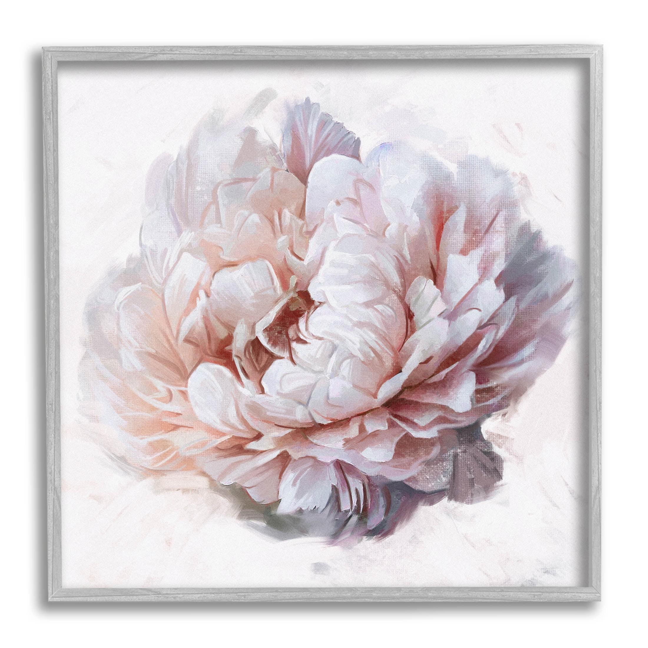 Detailed Peony Petals Gray Framed Canvas Art Print