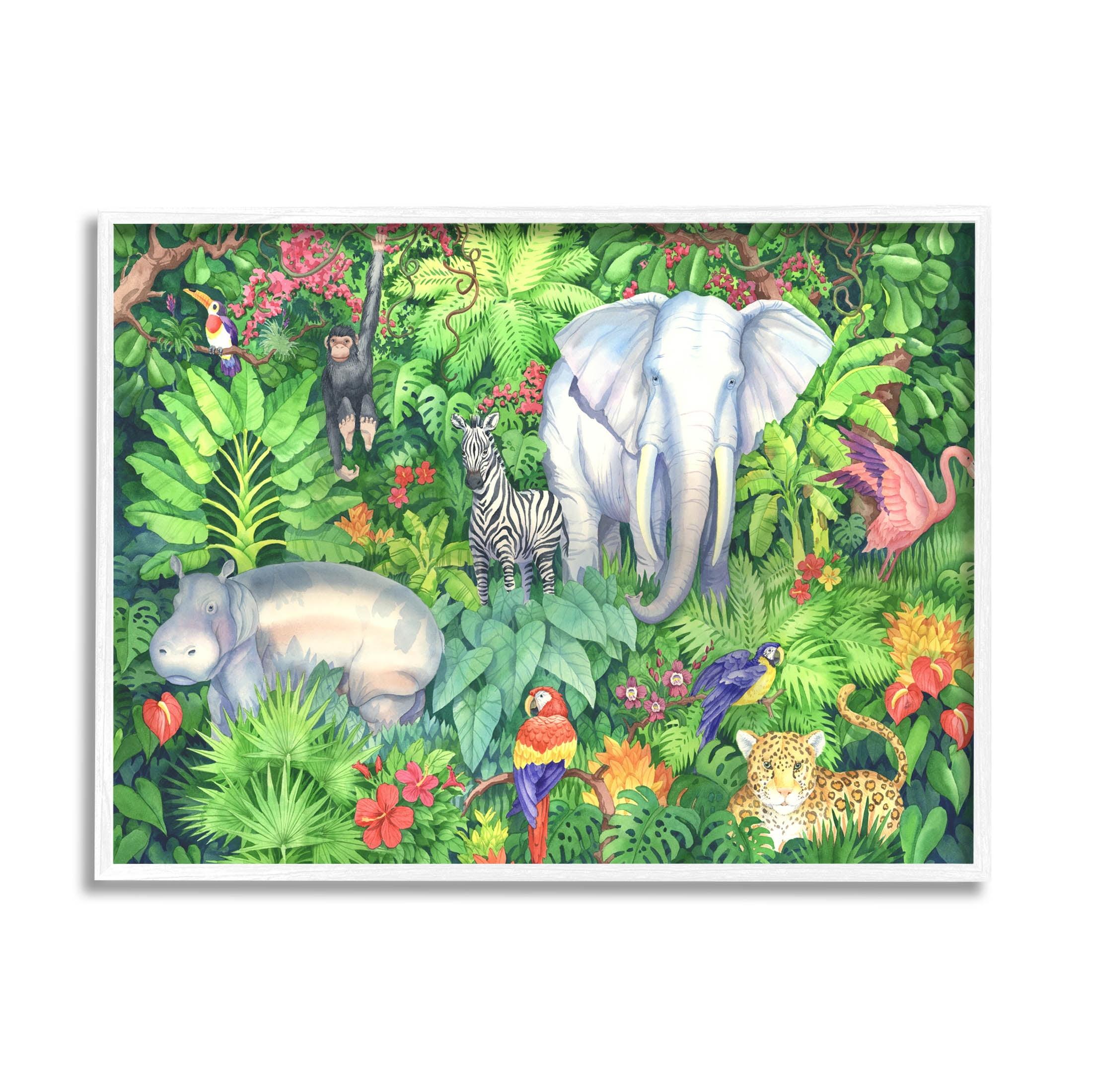 Stupell Industries " Detailed Safari Animal Jungle " by Paul Brent Painting Print