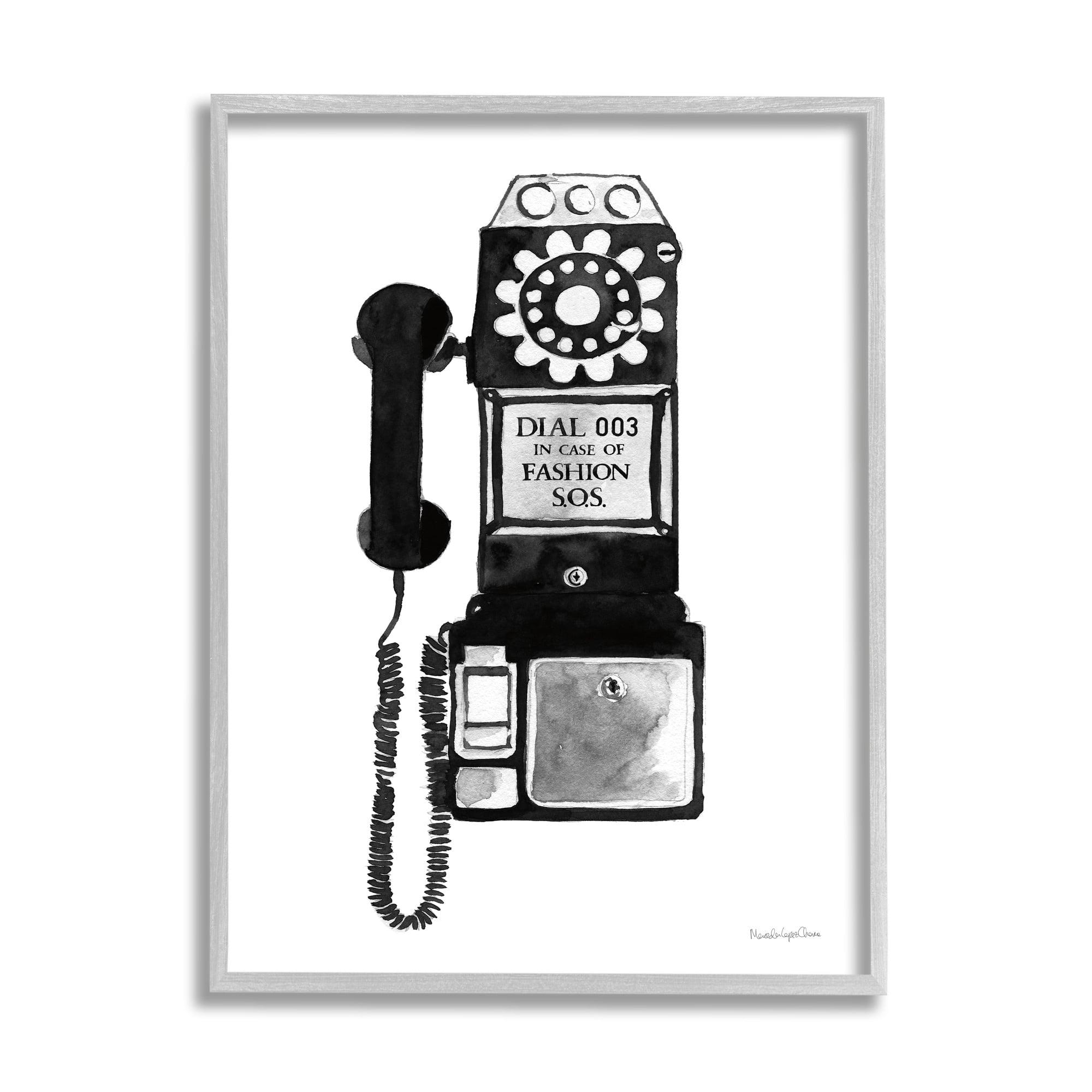 Stupell Industries Dial In Case of Fashion S.O.S. Vintage Telephone, 24 x 30, Design by Mercedes Lopez Charro