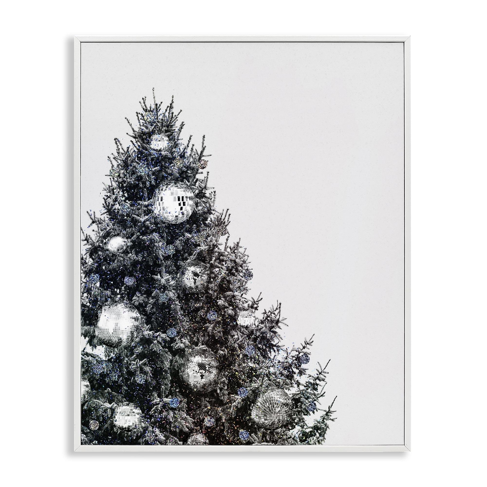 Stupell Industries Disco Ornaments on Tree Holiday Painting White Framed Art Print Wall Art, 16 x 20