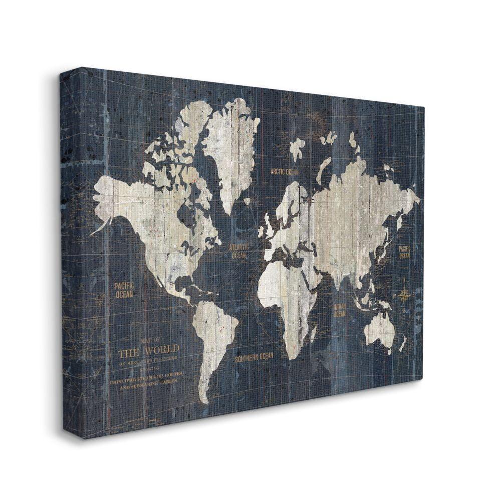 Stupell Industries Distressed Antique World Map Rustic Aesthetic by Wild Apple Portfolio - Graphic Art Print on Canvas