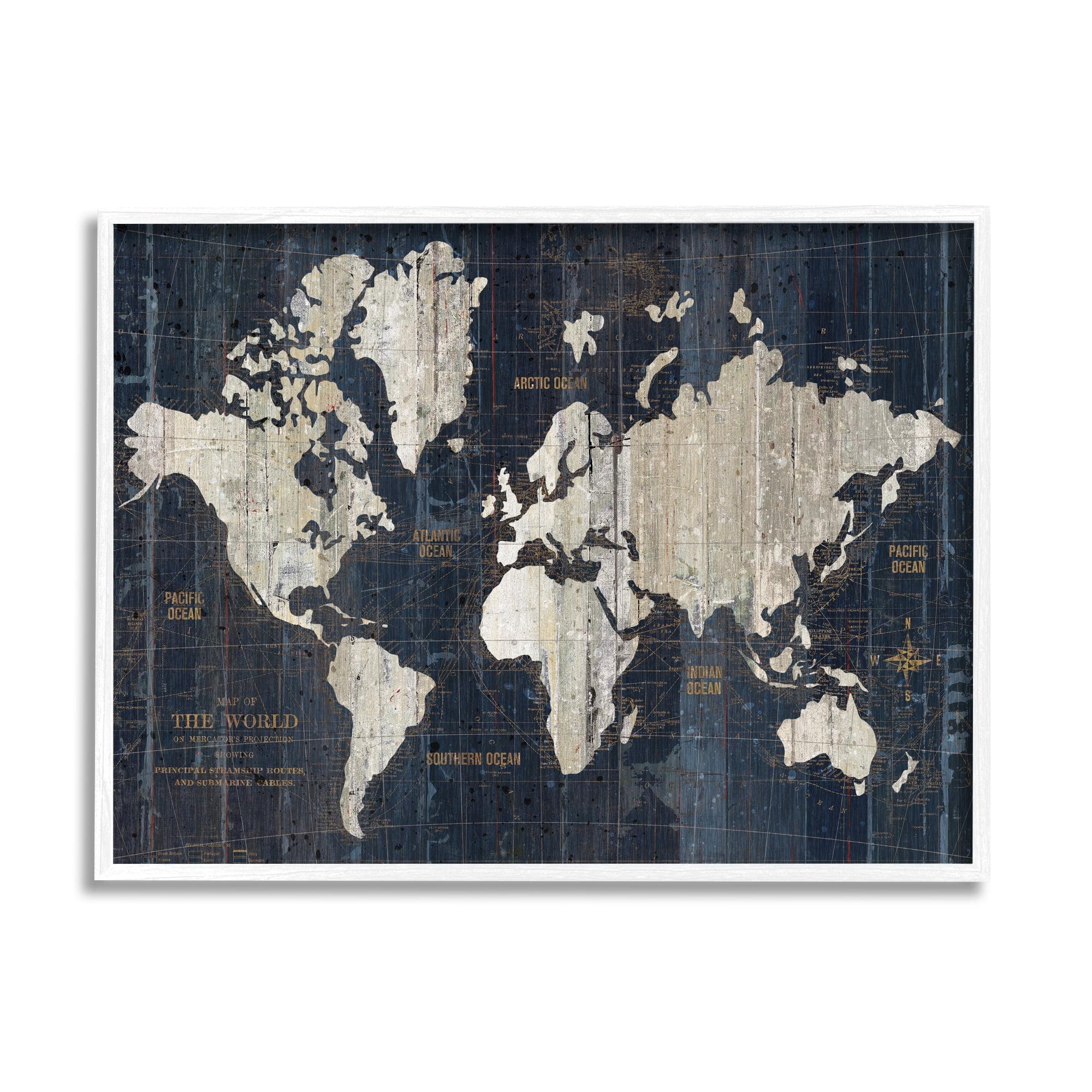Stupell Industries Distressed Antique World Map Rustic Aesthetic by Wild Apple Portfolio - Graphic Art Print on Canvas