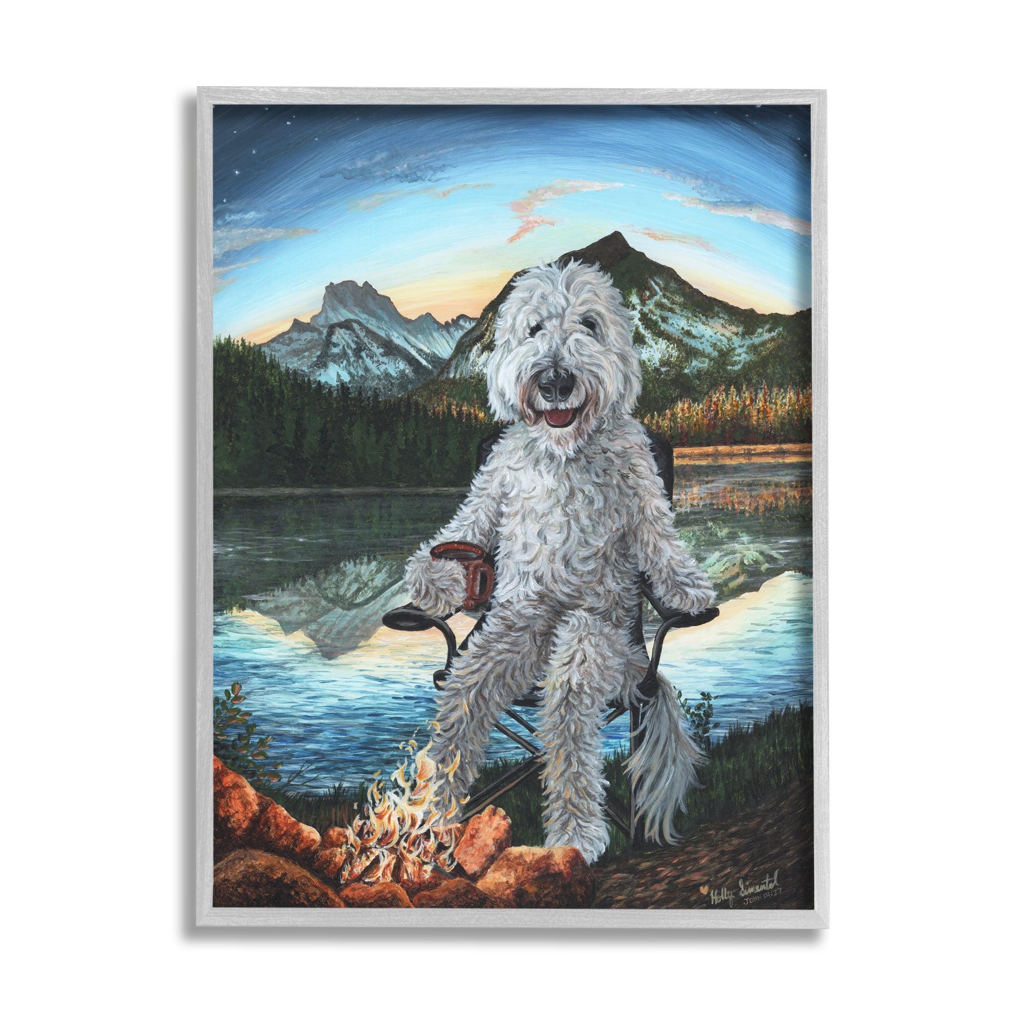 Dog by Campfire Landscape Canvas Print, 24 x 30