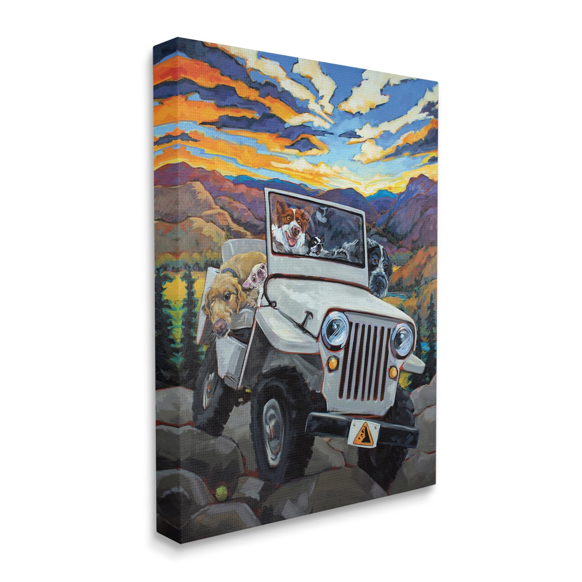 Large Colorful Dog Adventure Canvas Wall Art