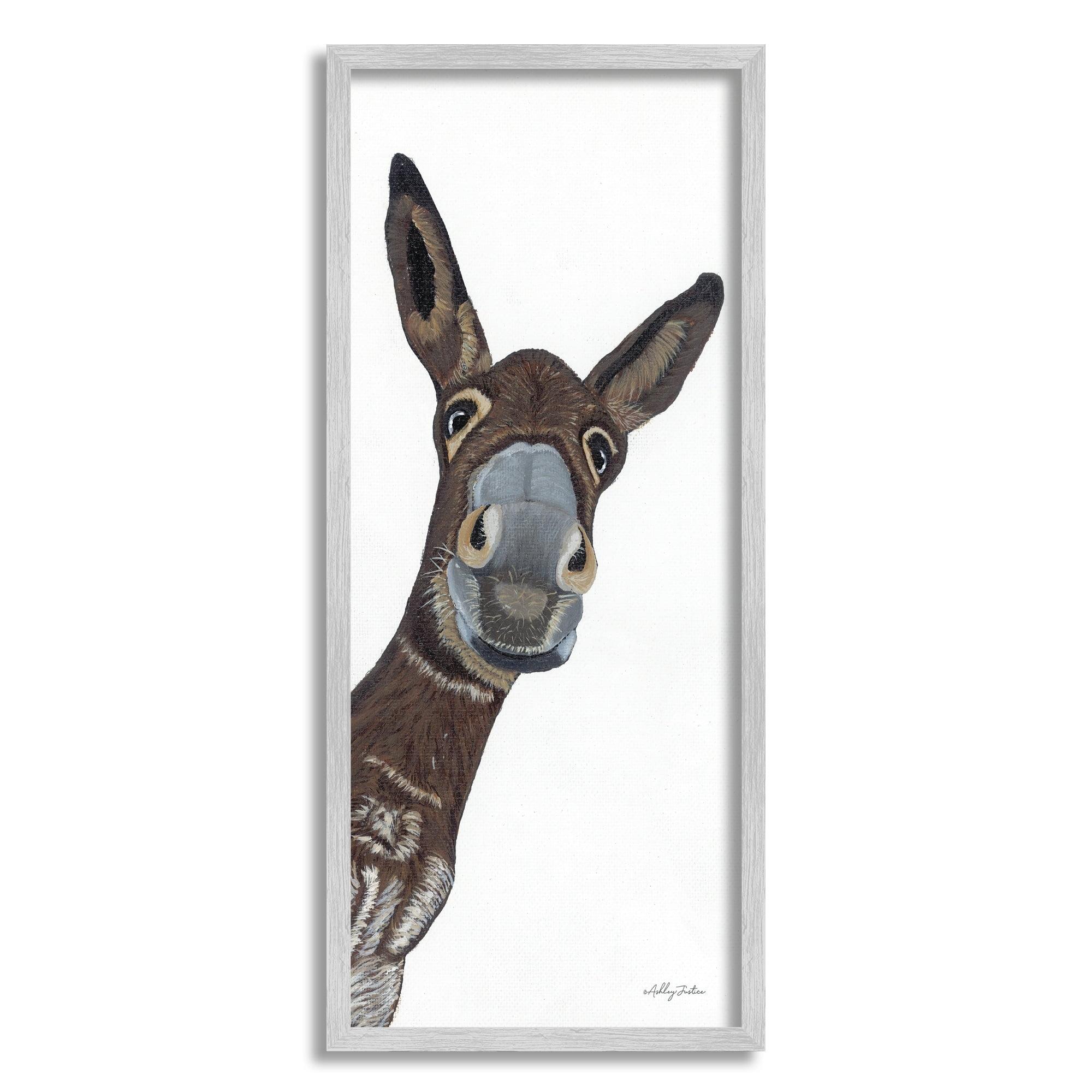 Stupell Industries " Donkey Peering Happily Casual Farm Animal Portrait " by Ashley Justice