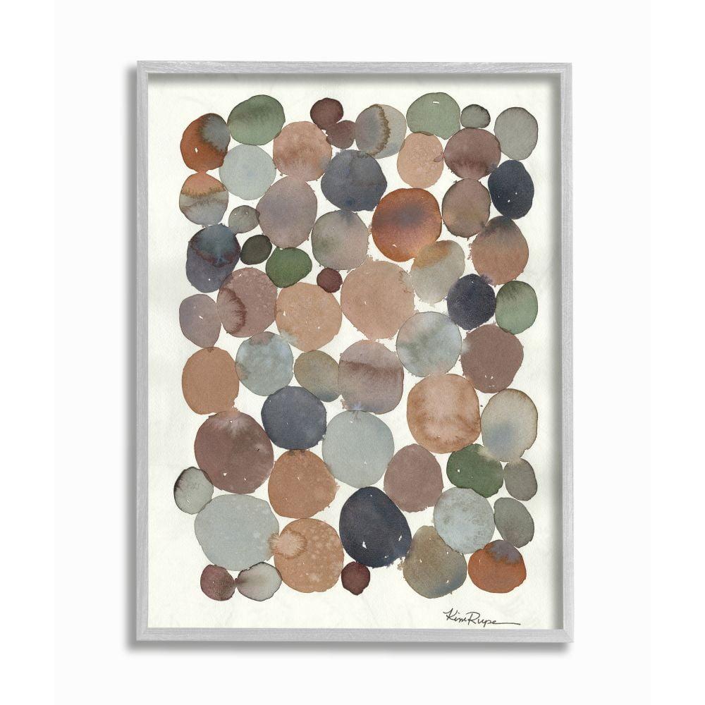 Earth Tone Abstract Circles Canvas Print with Gray Frame