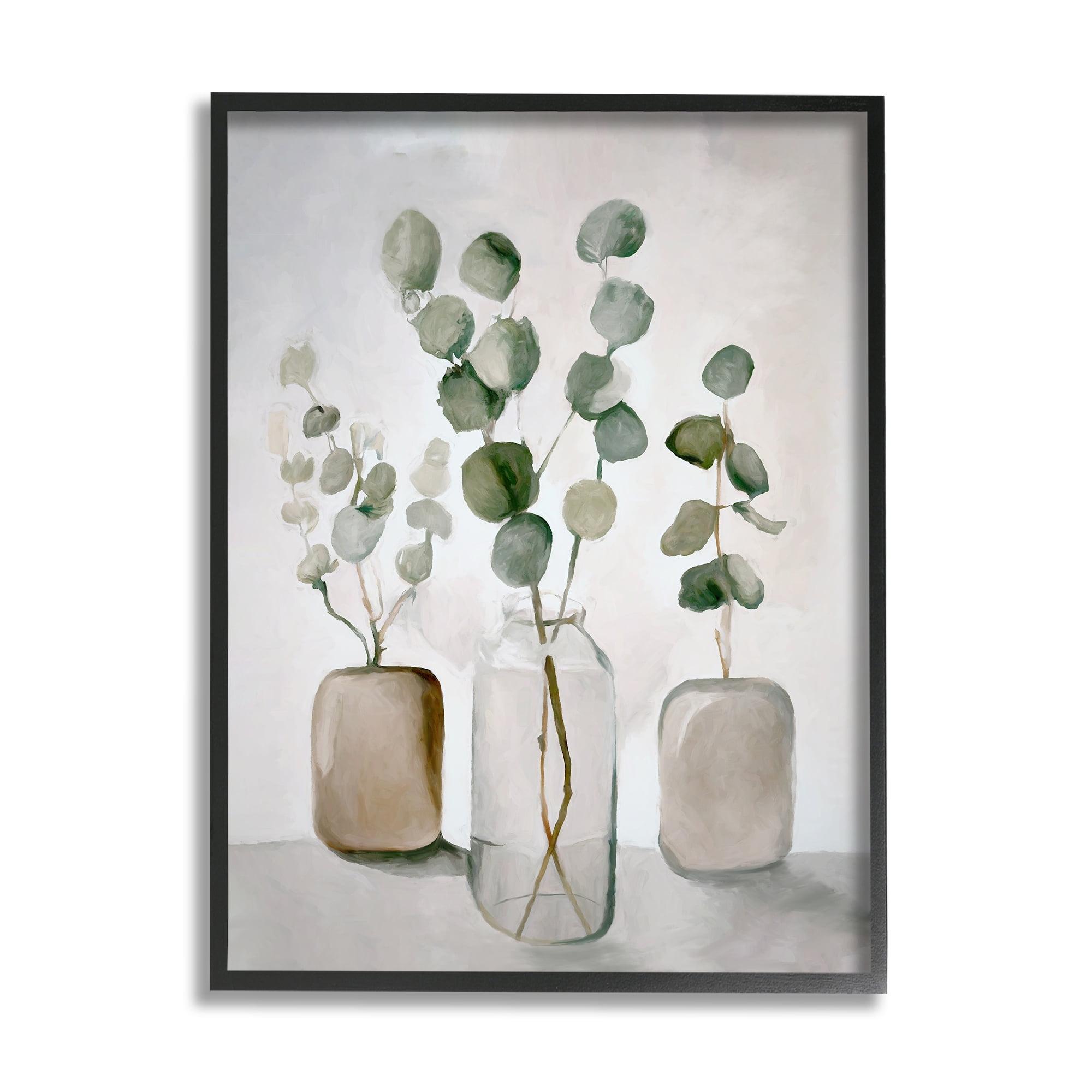 Eucalyptus Still Life Botanical Canvas Print in Black Frame