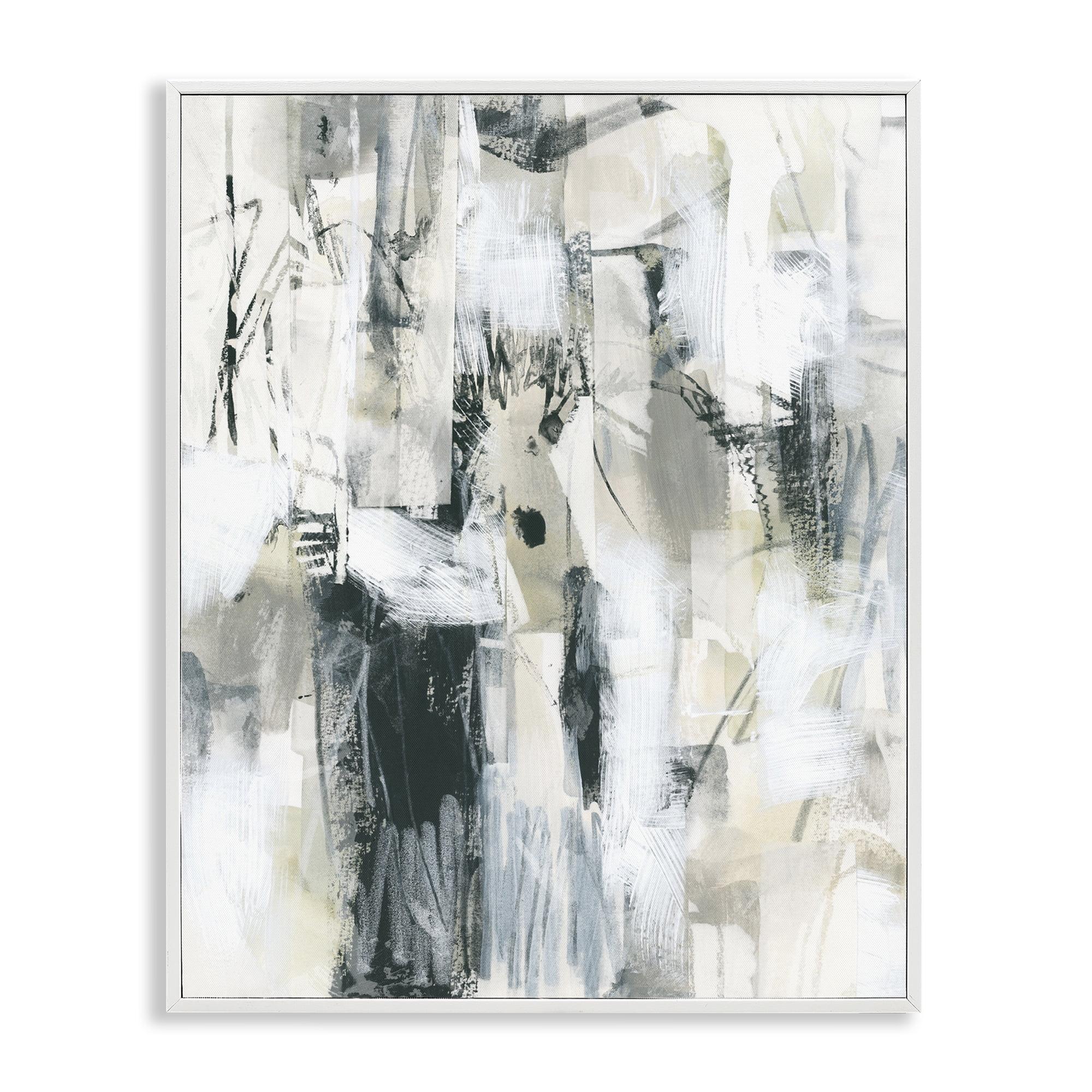 Expressive Grey and White Abstract Framed Art Print, 16 x 20