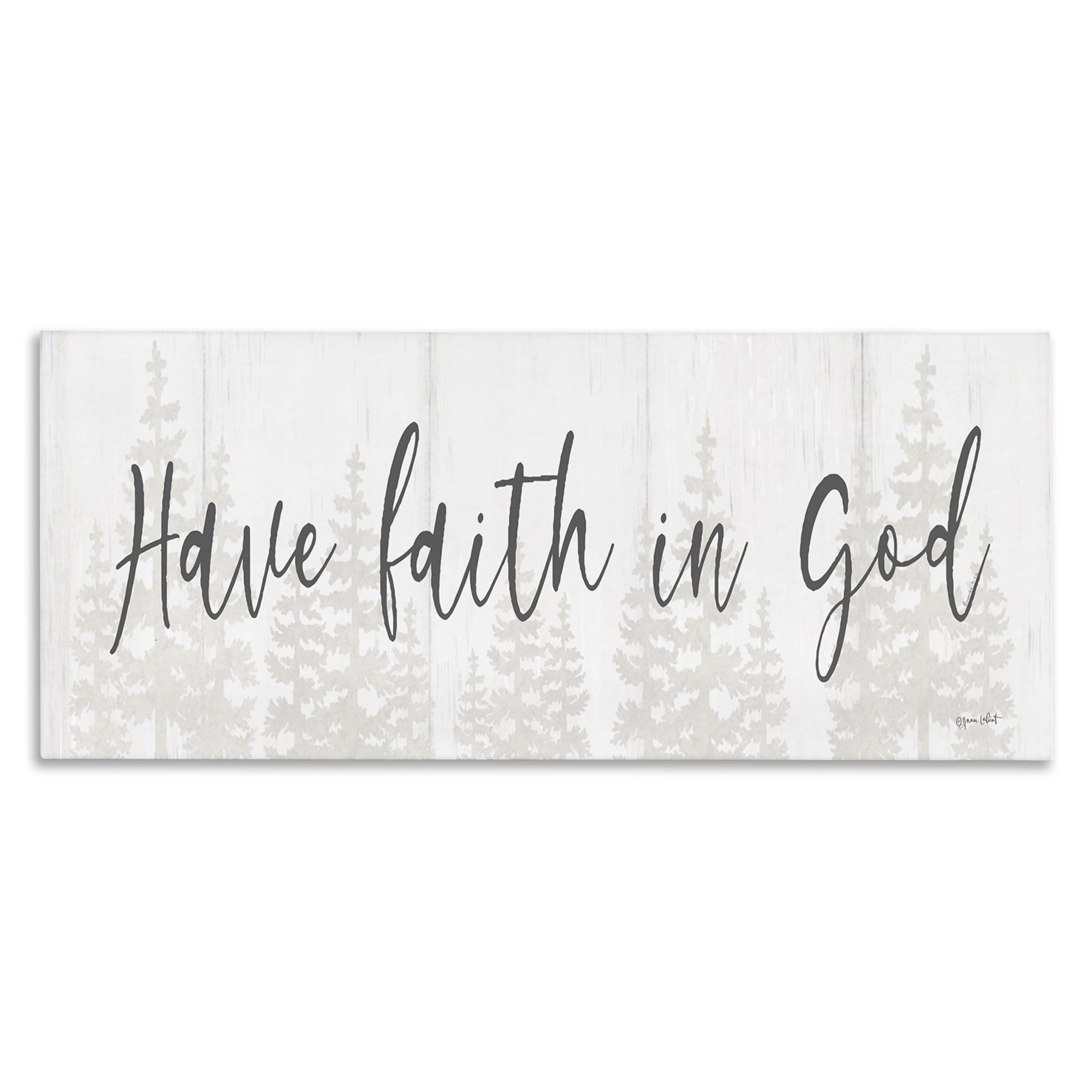 Stupell Industries Faith In God Phrase Religious Painting Gallery Wrapped Canvas Art Print Wall Art, 24 x 10
