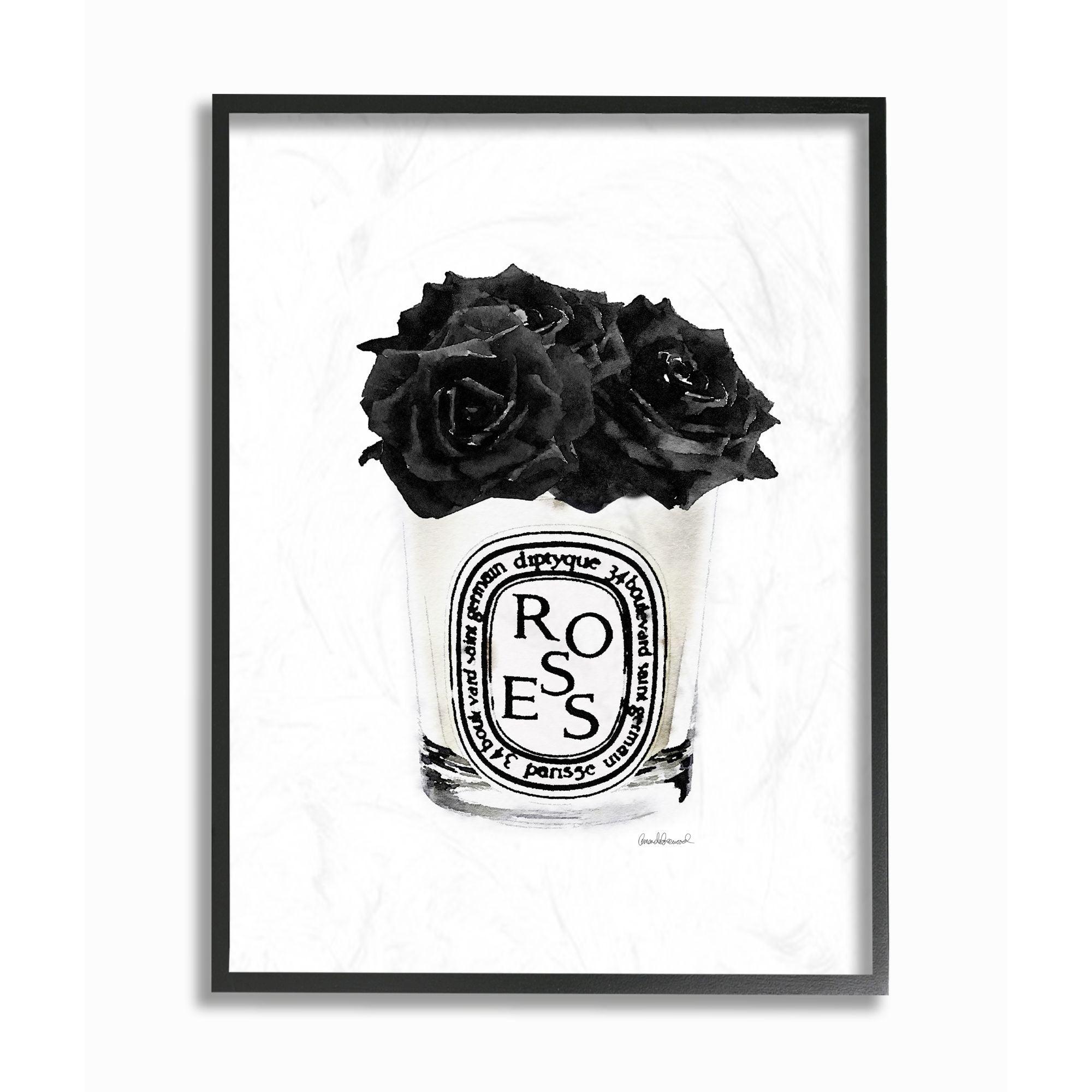Stupell Industries " Fashion Designer Rose Flower Glass Black Watercolor "