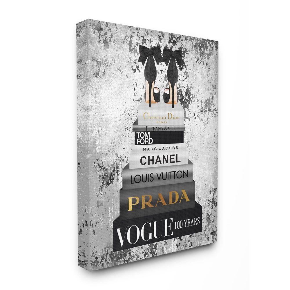 Stupell Industries " Fashion Designer Shoes Bookstack Black And White Watercolor "