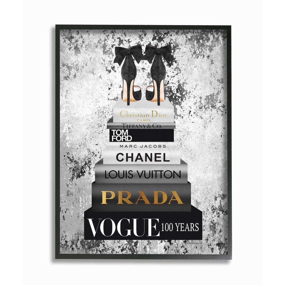 Stupell Industries " Fashion Designer Shoes Bookstack Black And White Watercolor "