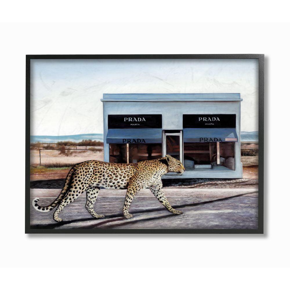 Stupell Industries " Fashion Store Cheetah Walk Safari Animal Blue Brown " by Daphne Polselli