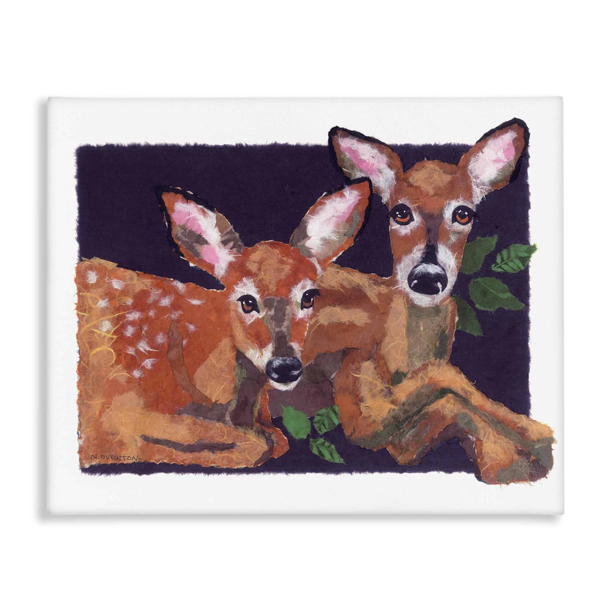Stupell Industries Fawn Siblings Portrait Animals & Insects Painting Gallery Wrapped Canvas Art Print Wall Art, 20 x 16