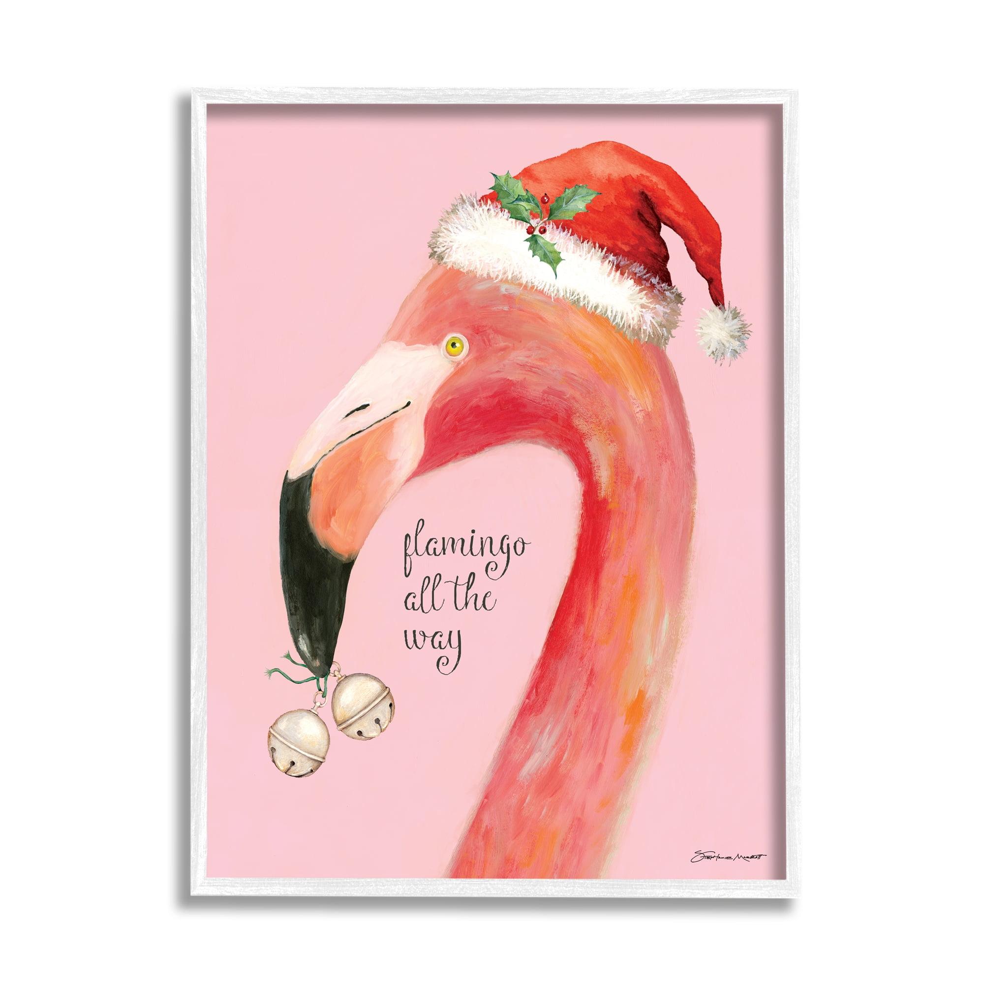Stupell Industries Flamingo All The Way Pink Santa Claus Bird, 11 x 14, Design by Stephanie Workman Marrott