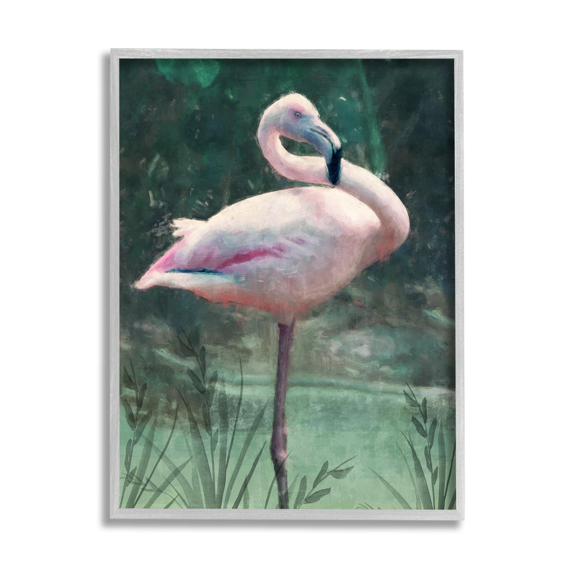 Stupell Industries " Flamingo Tropical Jungle Pond " by Nina Blue Painting Print