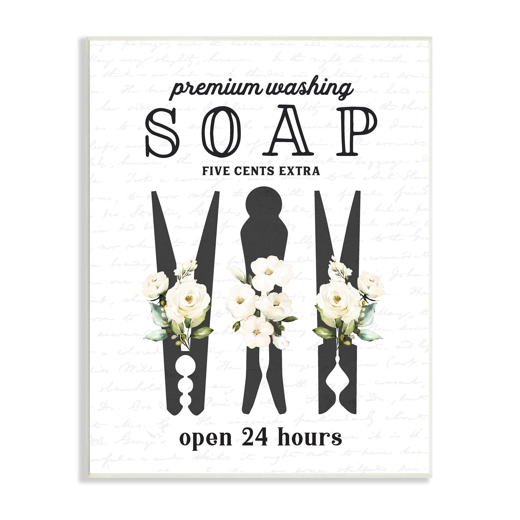 Stupell Industries " Floral Clothespin Silhouettes Laundry Room Script Sign "