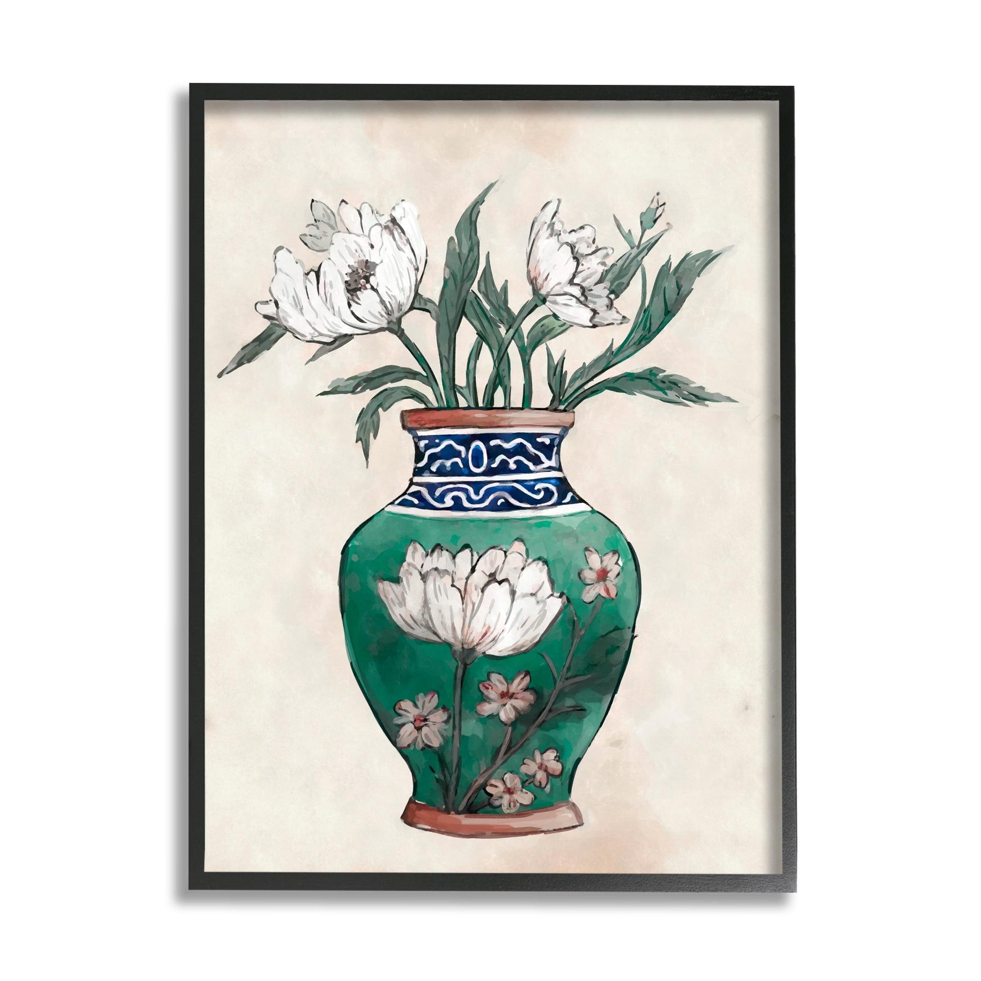 Stupell Industries Bb-323-Framed " Floral Oriental Vase " by Ziwei Li