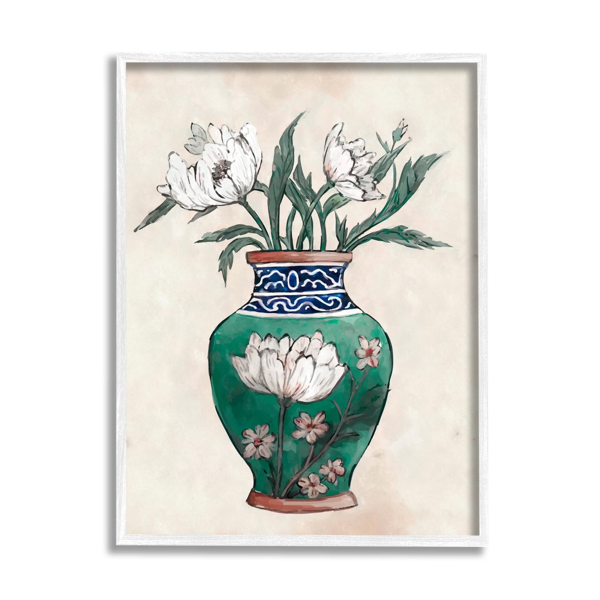 Stupell Industries Bb-323-Framed " Floral Oriental Vase " by Ziwei Li