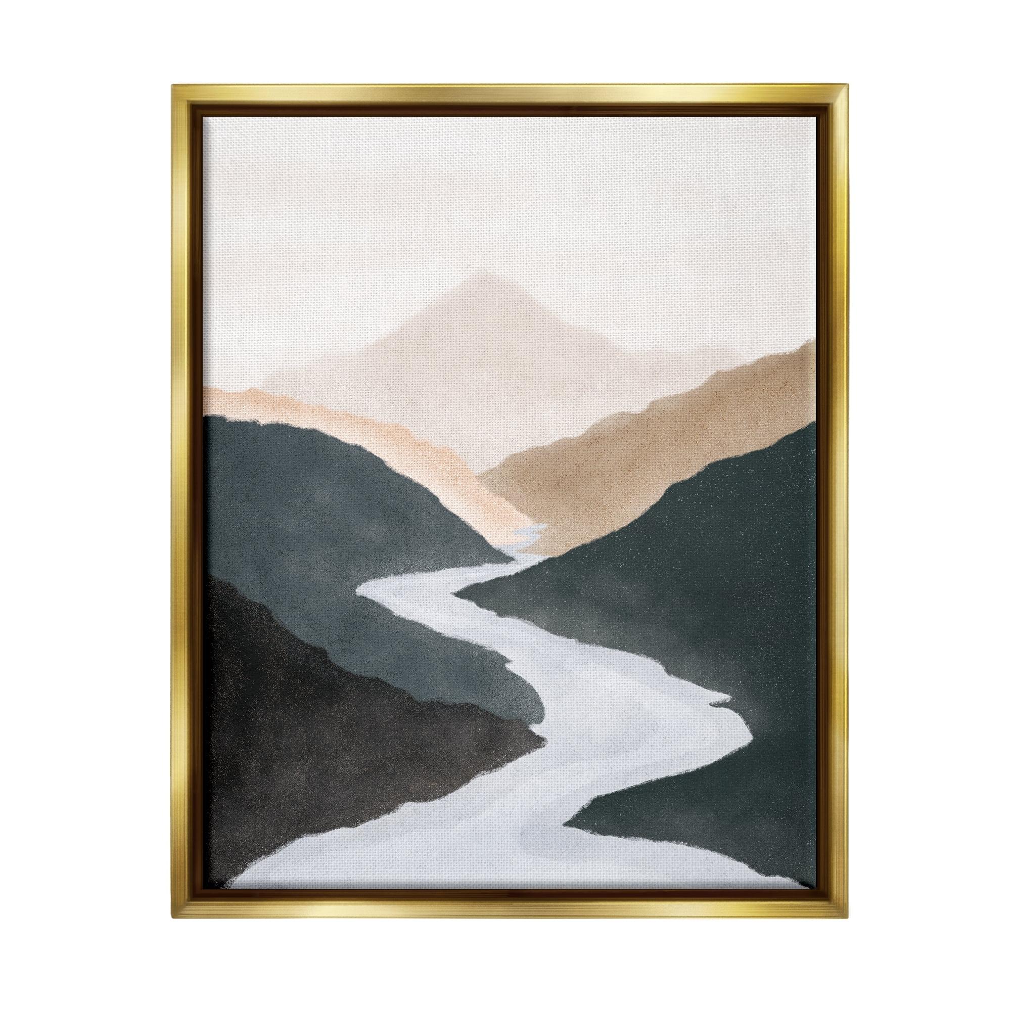 Flowing River Landscape Canvas Print with Gold Frame, 25 x 31 in