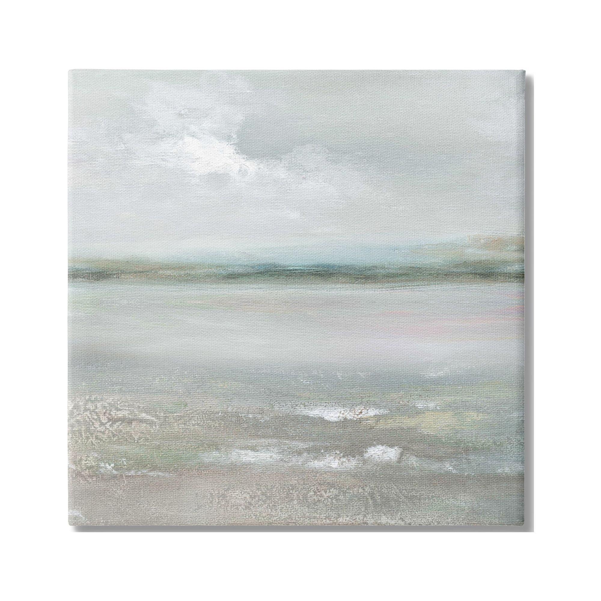 Foggy Abstract Beach Landscape Canvas Wall Art, 17 x 17 inches