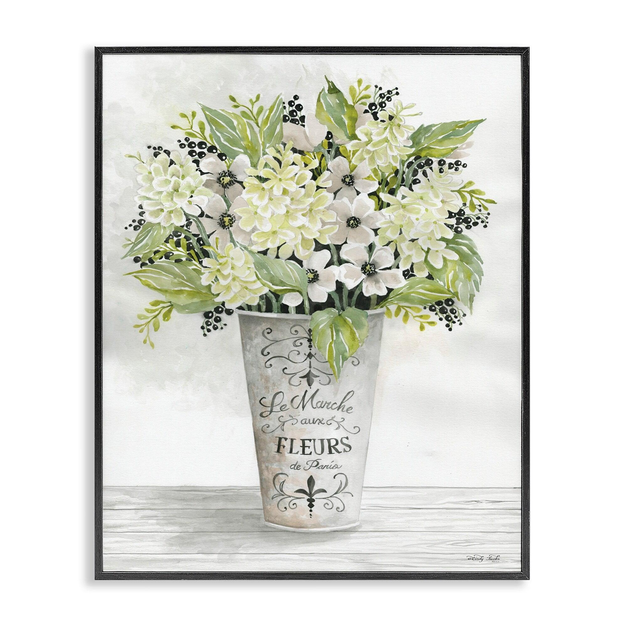 French Floral Greenery Bouquet Parisian Charm Flowers by Cindy Jacobs - Graphic Art Print