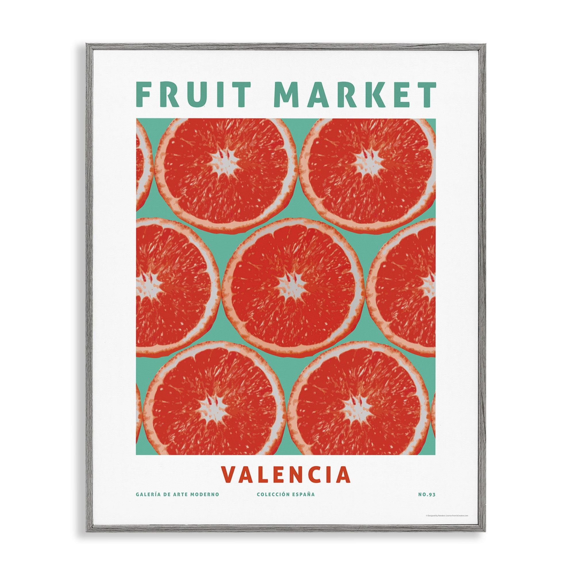 Stupell Industries Fruit Market Grapefruit Food & Beverage Painting Gray Framed Art Print Wall Art, 11 x 14