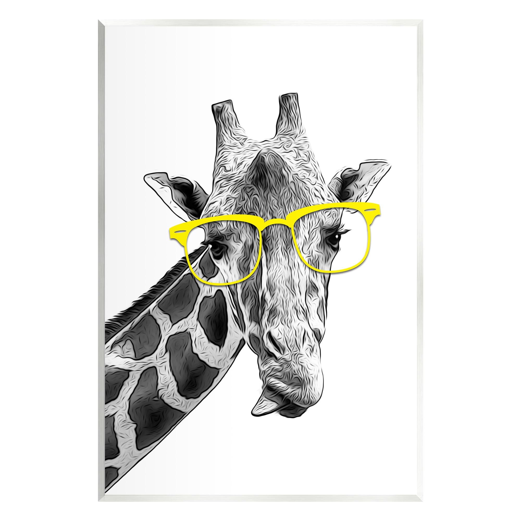 Funny Giraffe with Yellow Glasses Nursery Wall Plaque