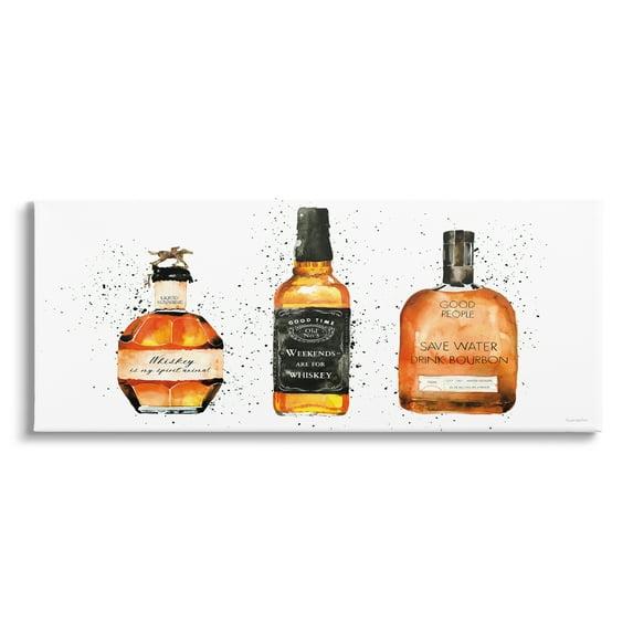 Stupell Industries Funny Whiskey Bottles Food & Beverage Painting Gallery Wrapped Canvas Print Wall Art, 24 x 10