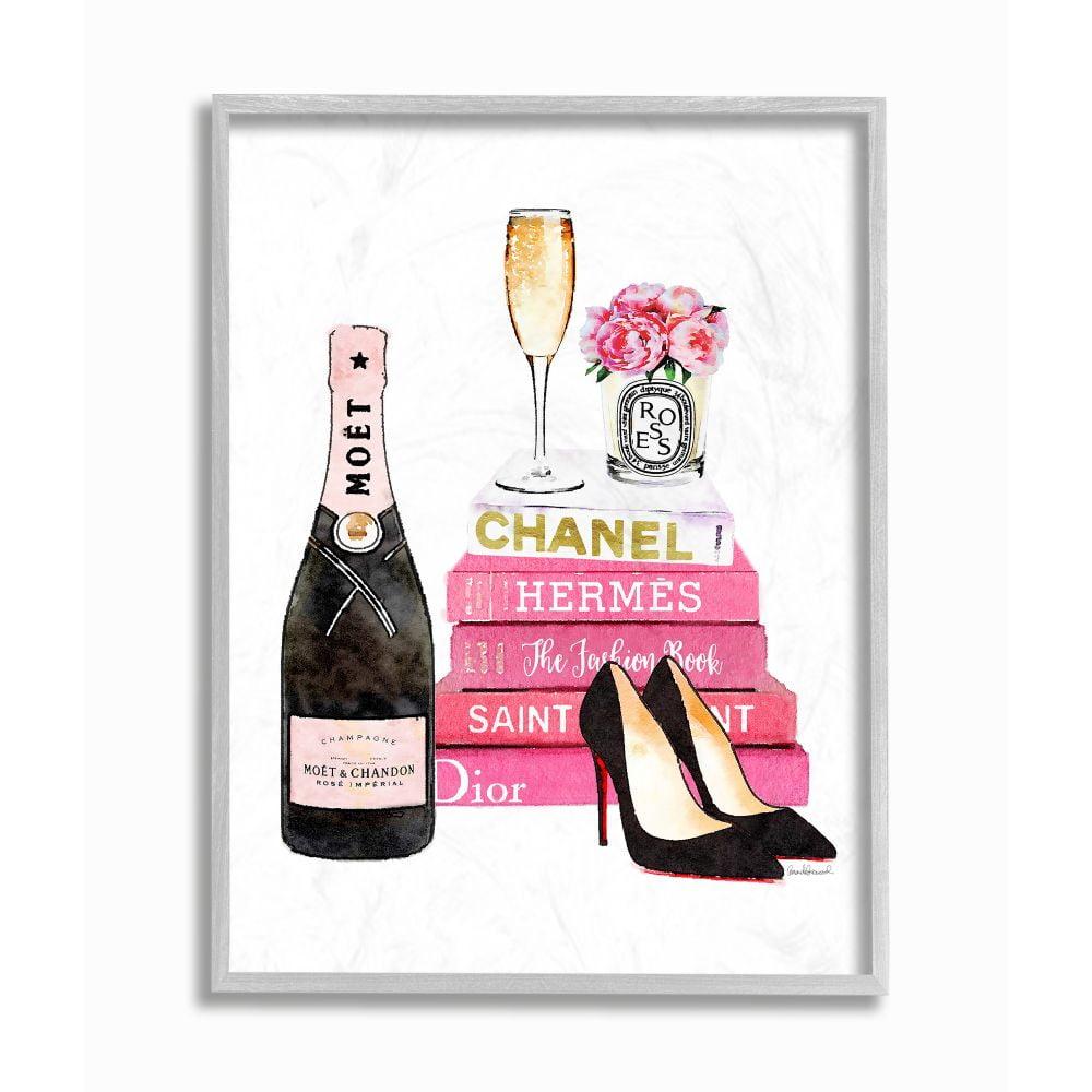 Glam Pink Fashion Book Champagne Heels Canvas Print