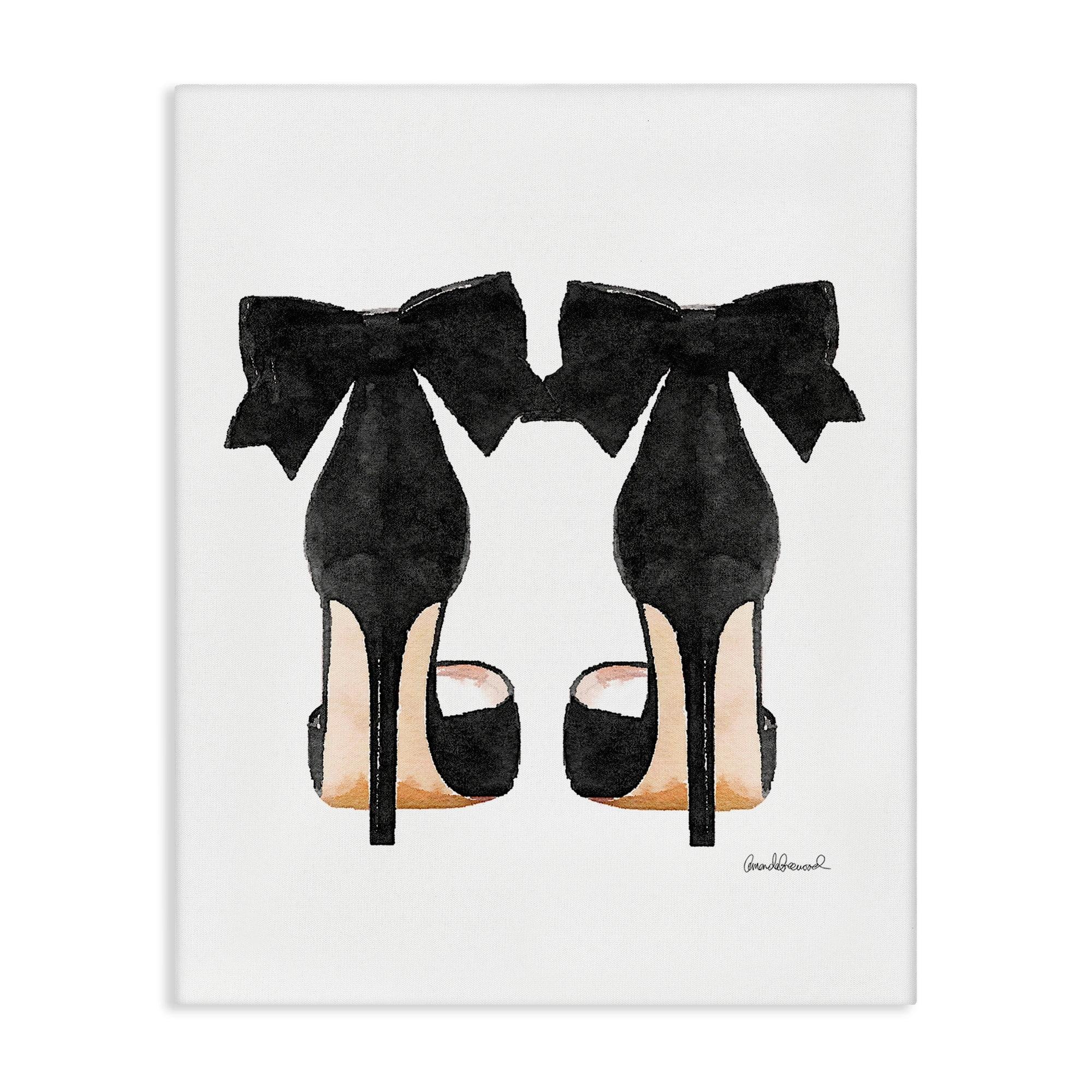 Stupell Industries Glam Pumps Heels With Black Bow Canvas Wall Art