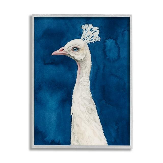 Stupell Industries " Gorgeous Royal Blue White Feathers Peacock Portrait " by Grace Popp