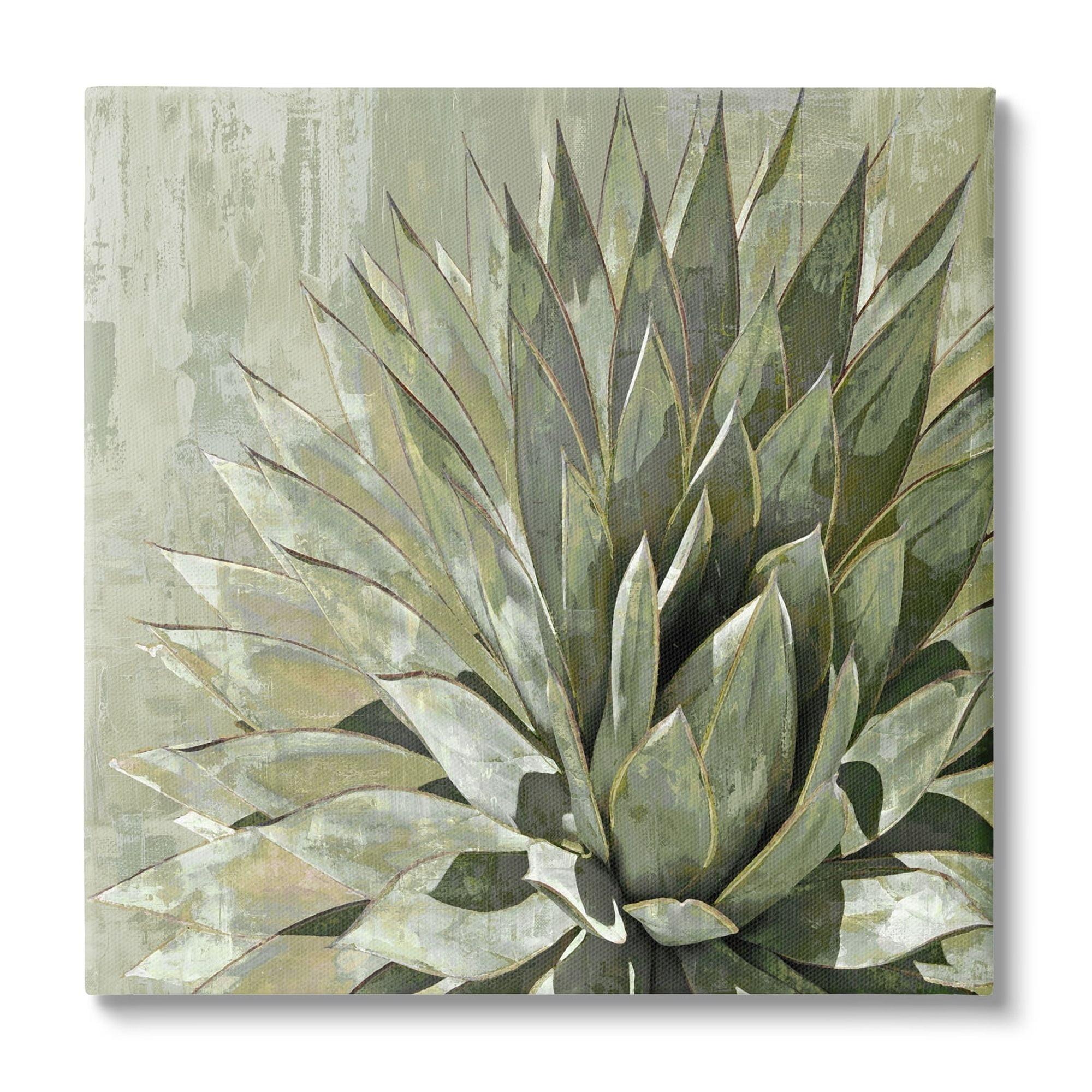 Green Botanical Abstract Leaves Canvas Wall Art