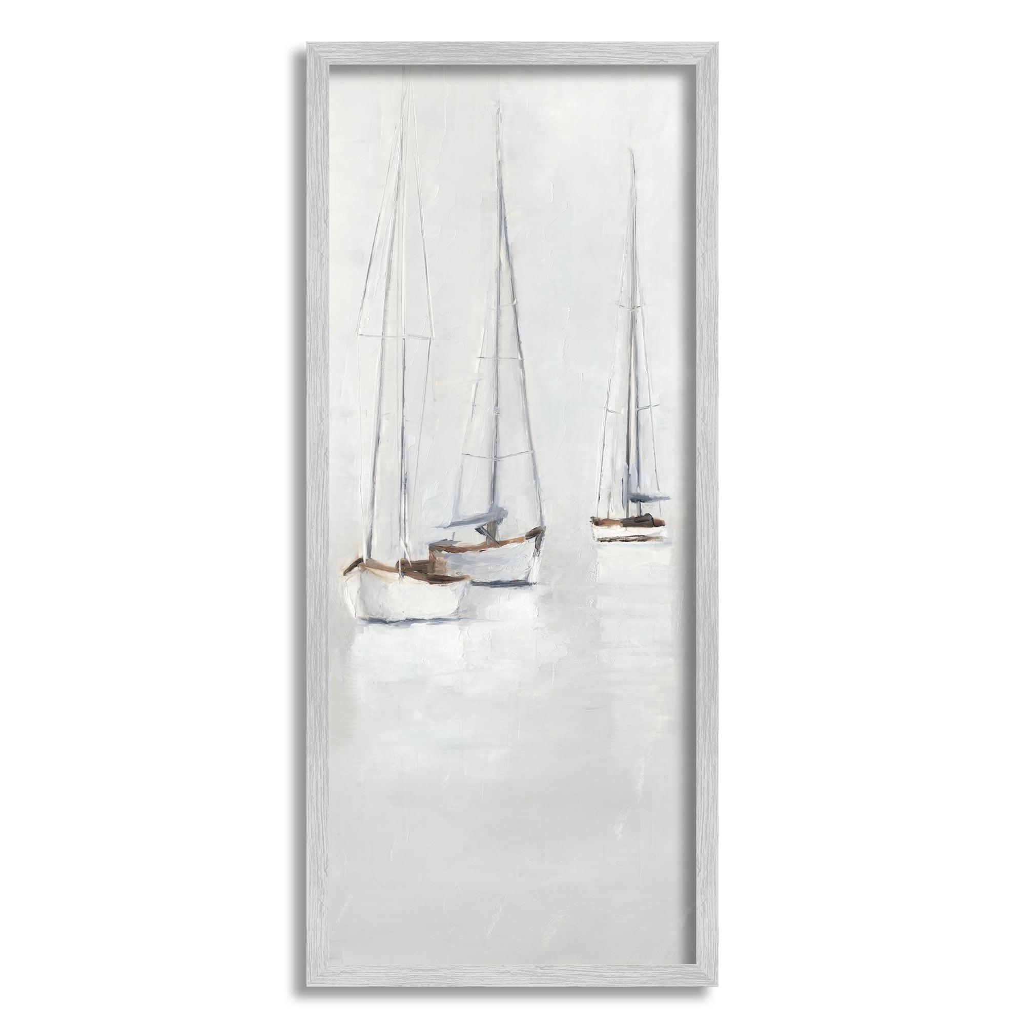 Stupell Industries Grey Sailboats Trio, 13" x 30"