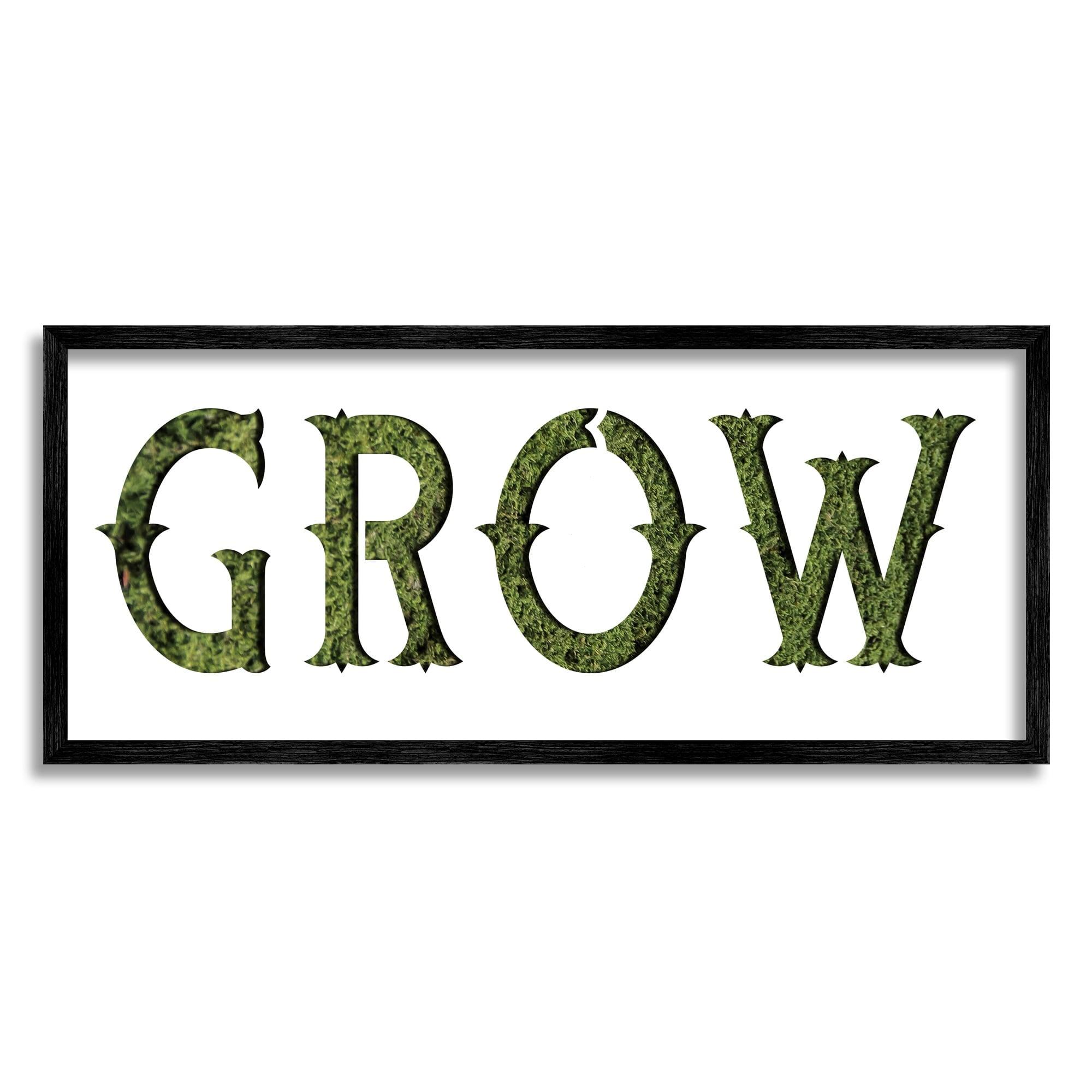 Stupell Industries " Grow Phrase Minimal Text Over Grass Pattern " by Daphne Polselli