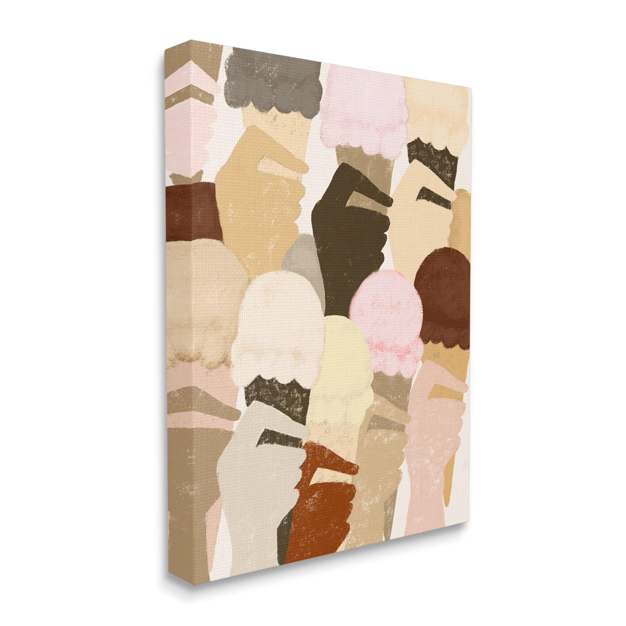 Stupell Industries Hands Holding Ice Cream Pattern Neutral Colors Food & Beverage Painting Gallery Wrapped Canvas Art Print Wall Art, 36 x 48