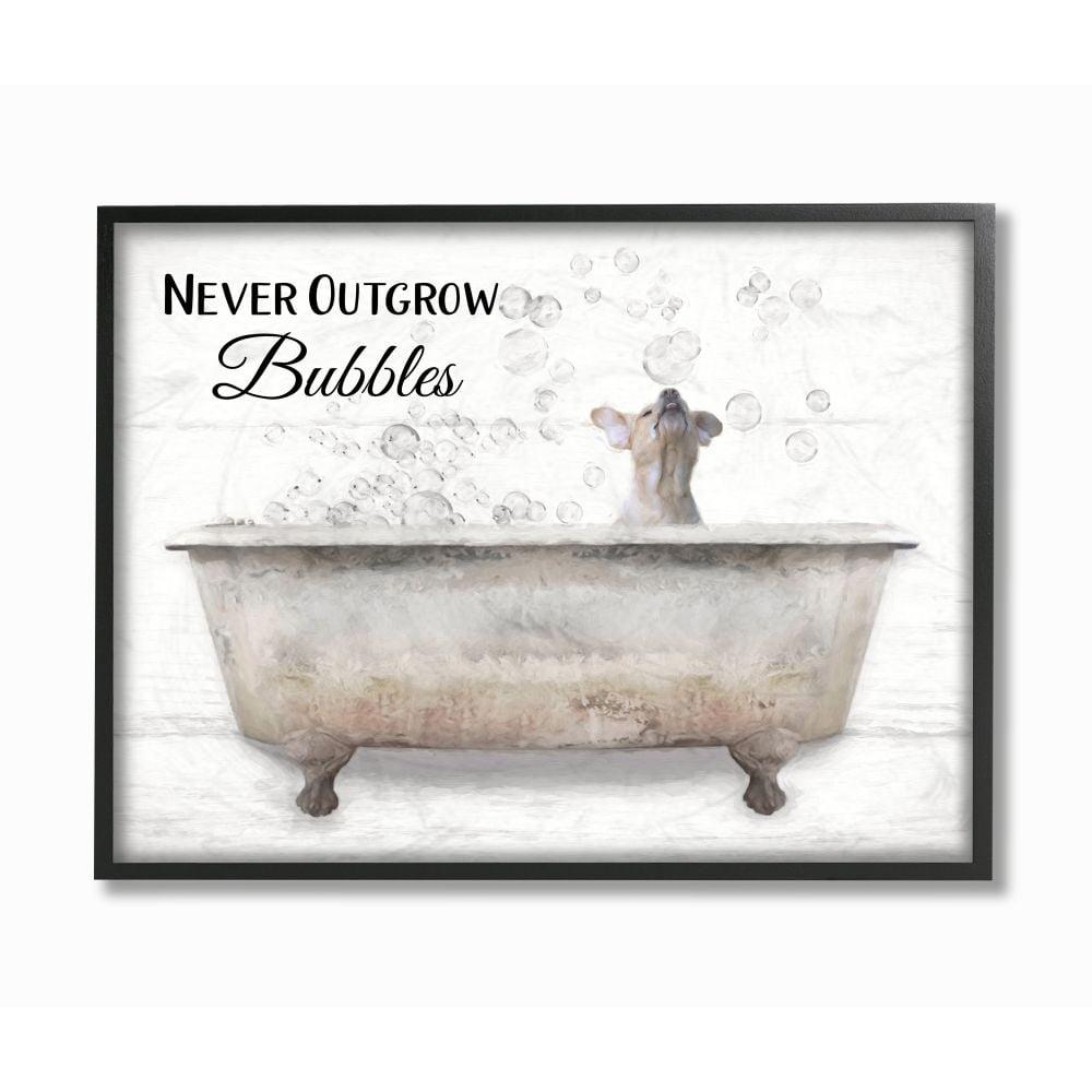 " Stupell Industries Never Outgrow Bubbles Bath Dog In Tub Word Design " by Lori Deiter