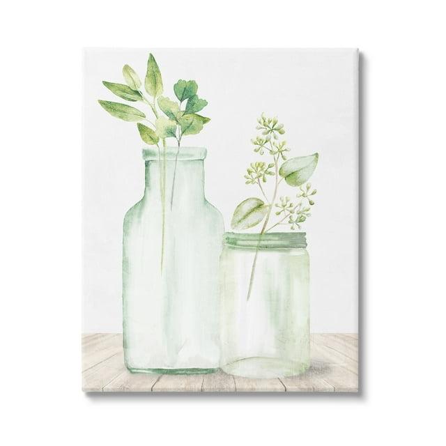 Stupell Industries " Herbal Plant Sprigs Country Glass Jars Rustic Painting " by Kim Allen